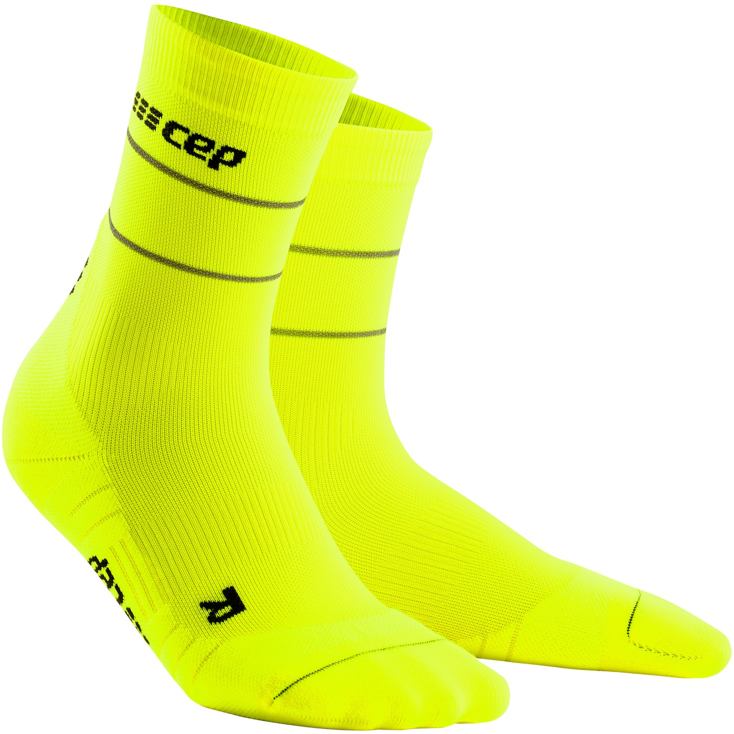Image of CEP Reflective Mid Cut Compression Socks - neon yellow