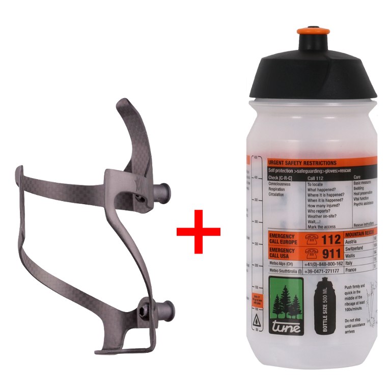 Image of Tune Rechts- and Linksträger Carbon Bottle Cage incl. Bottle - 500ml
