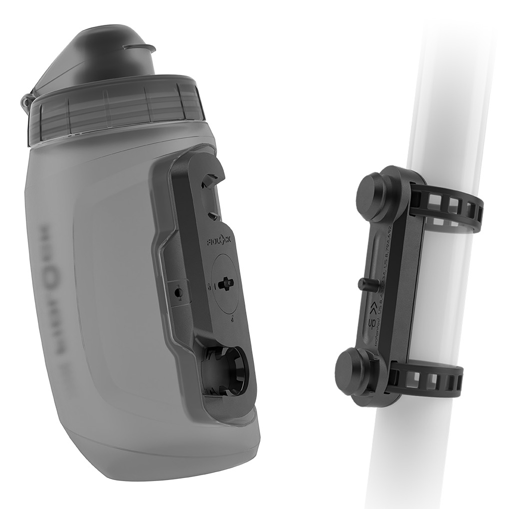 Productfoto van Fidlock Bottle Twist Set 450 ml + Uni Base Mount - transparent black