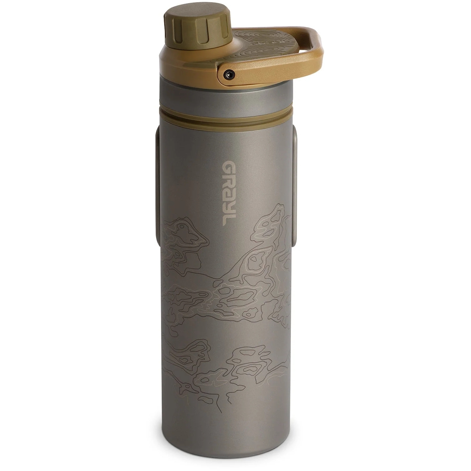 Productfoto van Grayl UltraPress Purifier Titanium Fles met Waterfilter - 500ml - Coyote Brown