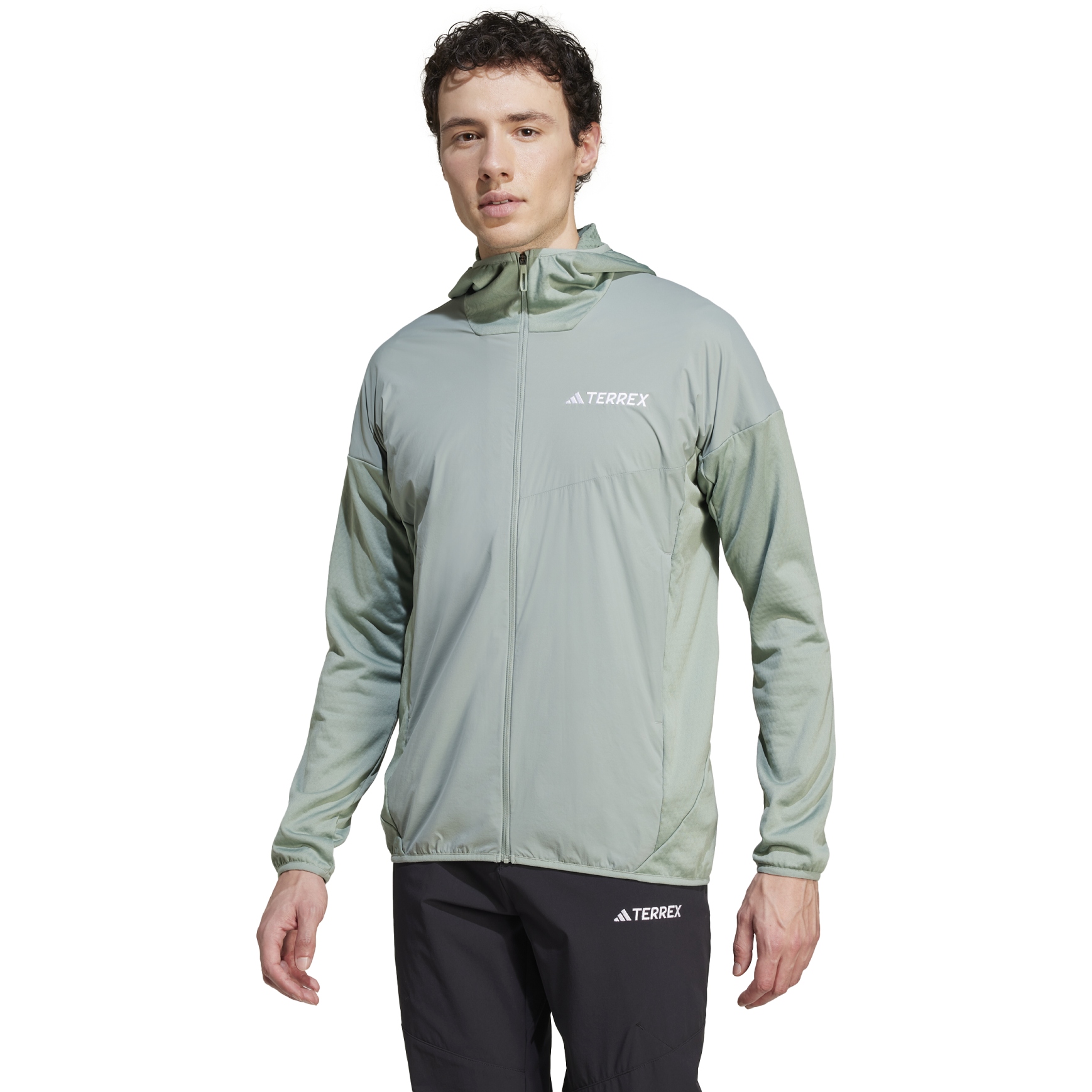 Produktbild von adidas TERREX Xperior Wind Light Fleece Kapuzenjacke Herren - silver green JE0405