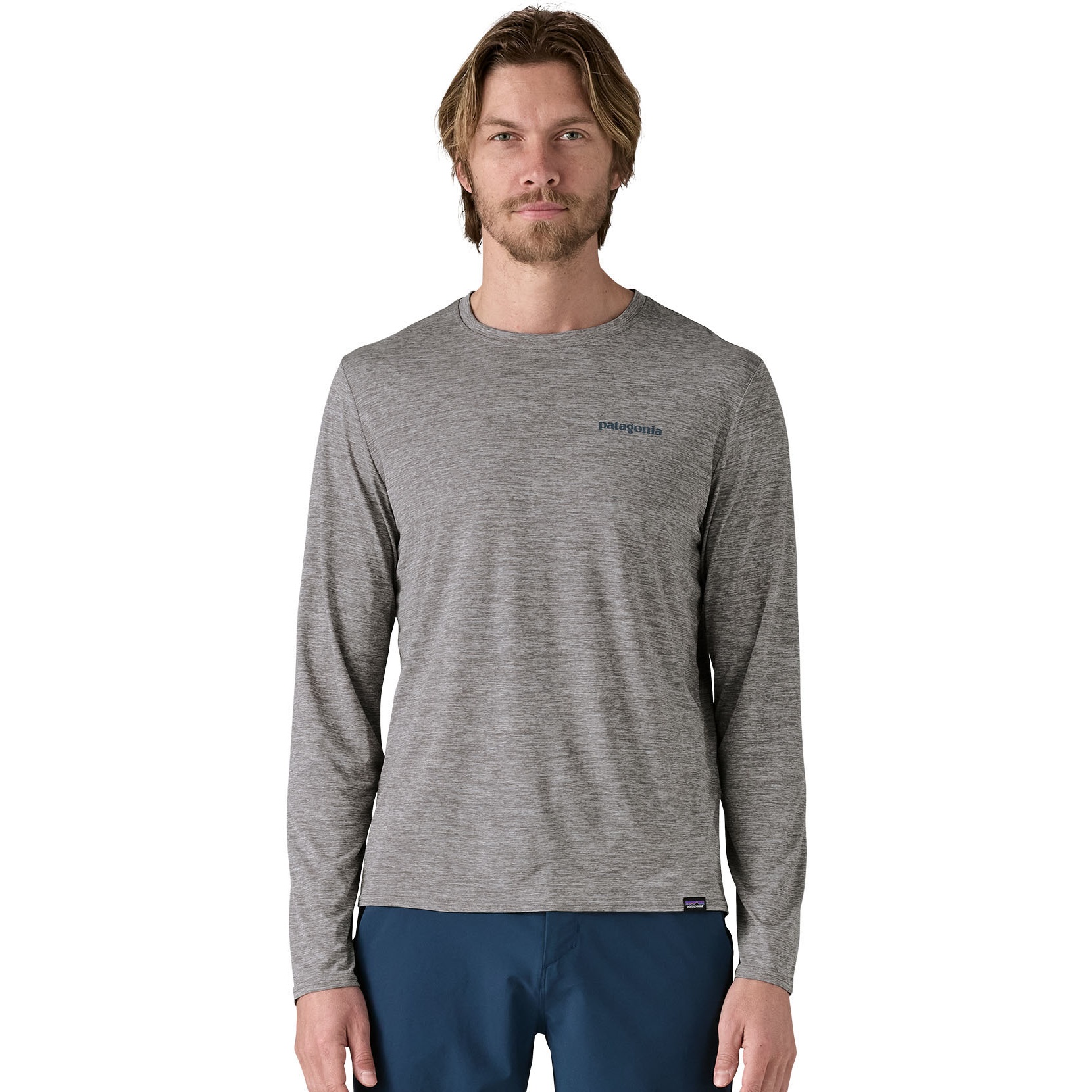 Picture of Patagonia Capilene Cool Daily Graphic Longsleeve Shirt Men - Waters - Boardshort Logo Abalone Blue: Feather Grey