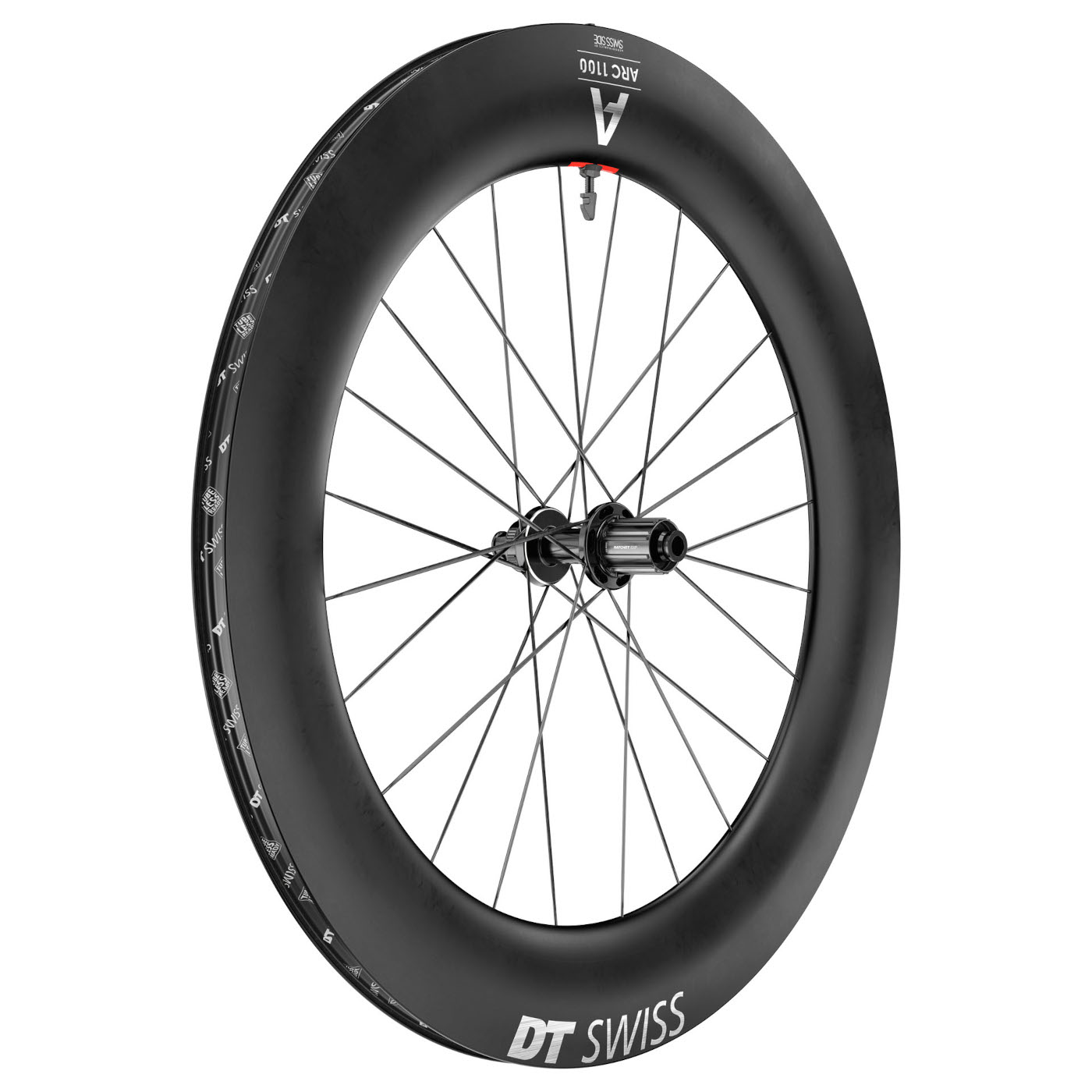 Productfoto van DT Swiss ARC 1100 DICUT 85 Achterwiel - 28&quot; | Carbon | Clincher | Centerlock - 12x142mm - HG-L / XDR