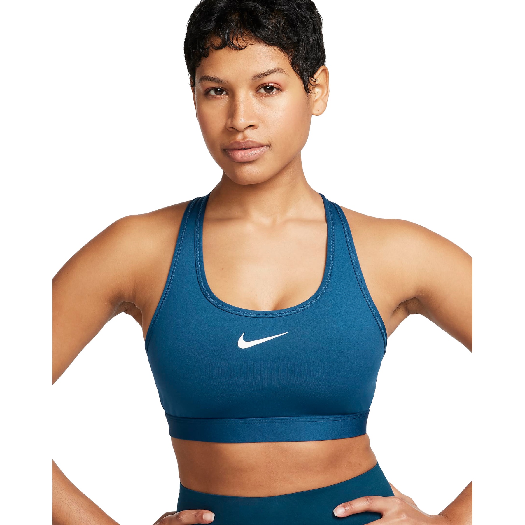 Produktbild von Nike Swoosh Medium Support Sport-BH mit Polster Damen - court blue/white DX6821-476