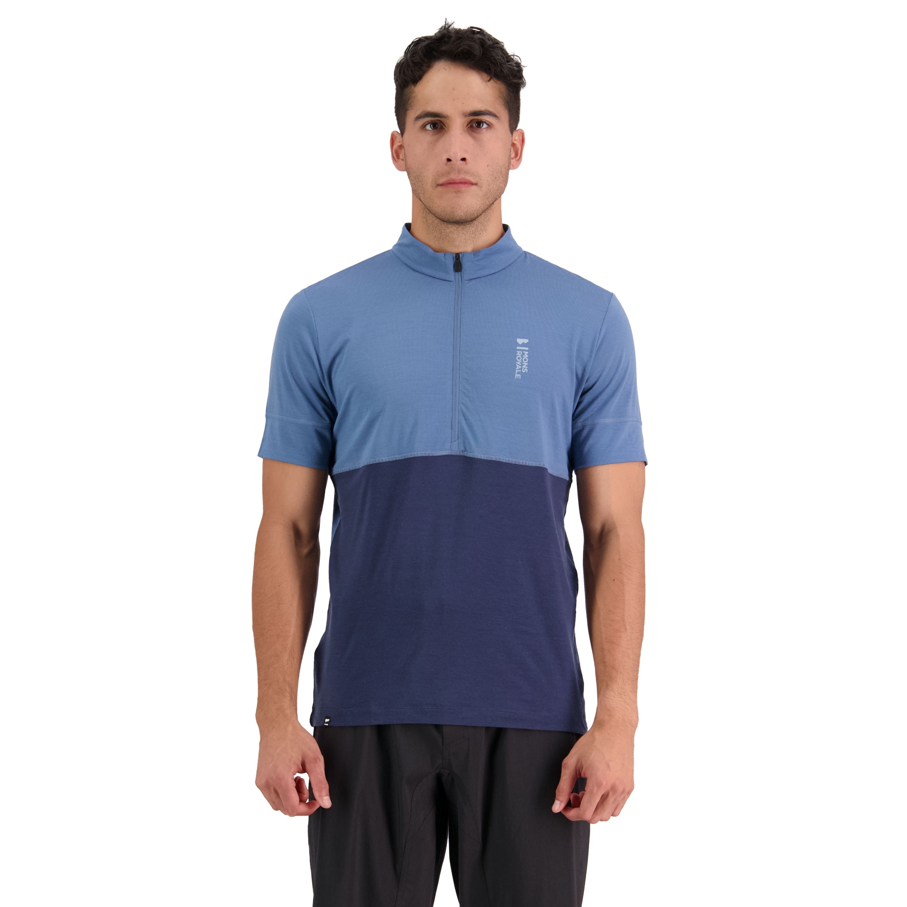 Picture of Mons Royale Cadence Half Zip Tee - blue slate / midnight