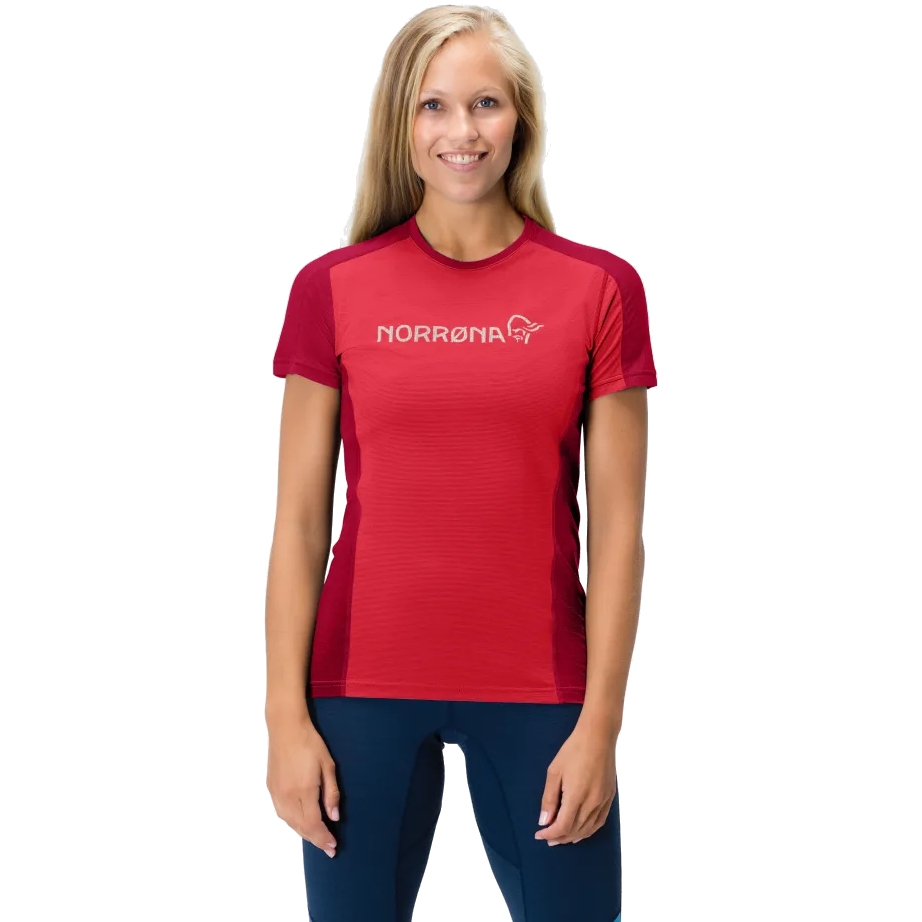 Produktbild von Norrona falketind equaliser merino Damen T-Shirt - True Red/Jester Red