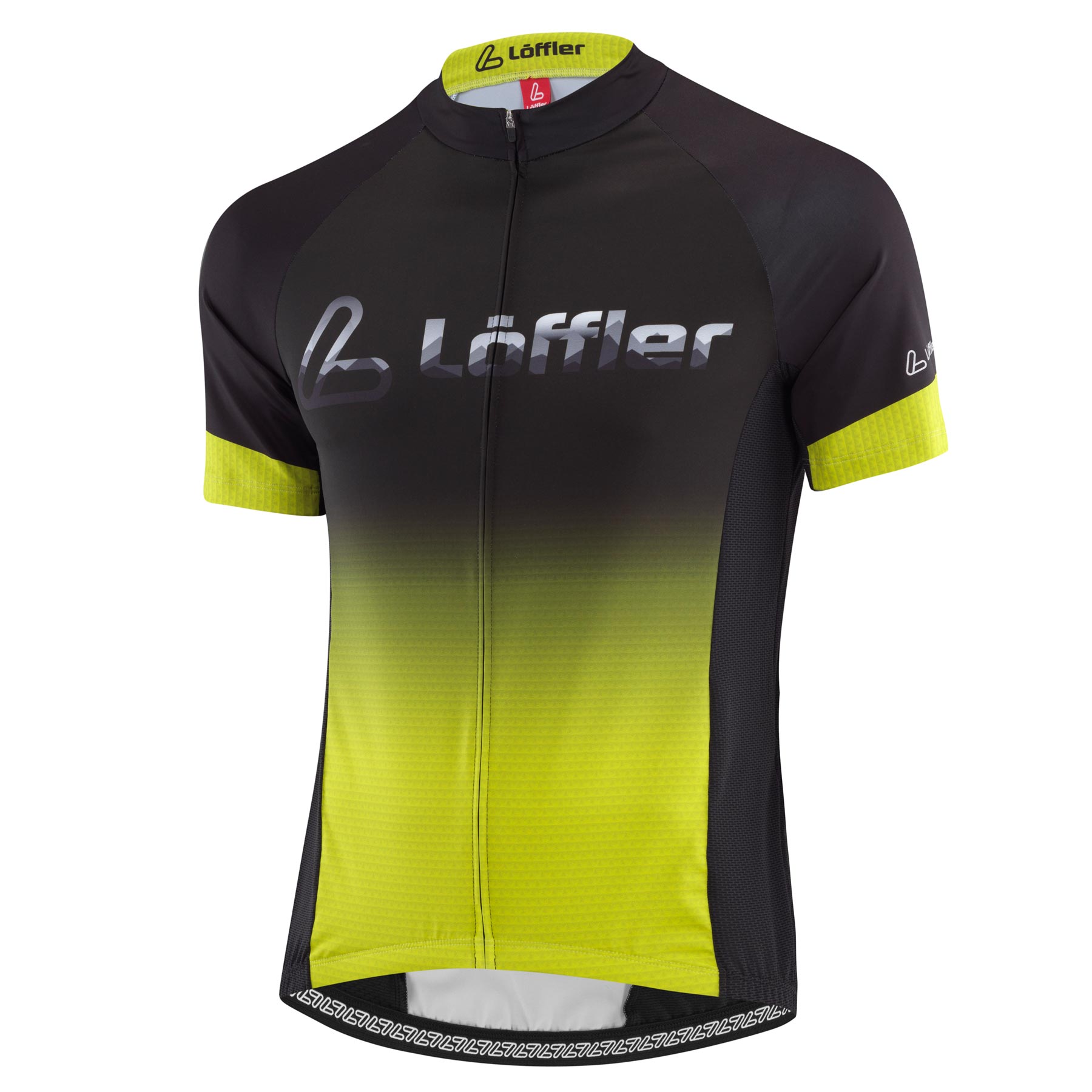 Image of Löffler Full Zip Messenger Mid Bike Jersey - black/lemon 992