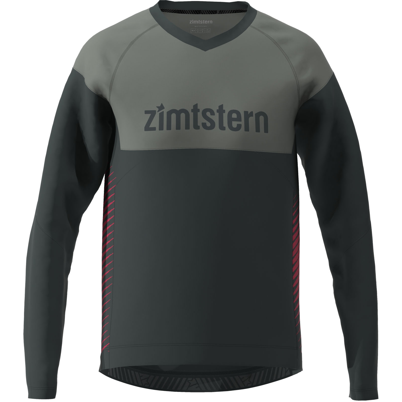 Image of Zimtstern Bulletz Men's Long Sleeve MTB-Shirt - Pirate Black/Gun Metal/Jester Red