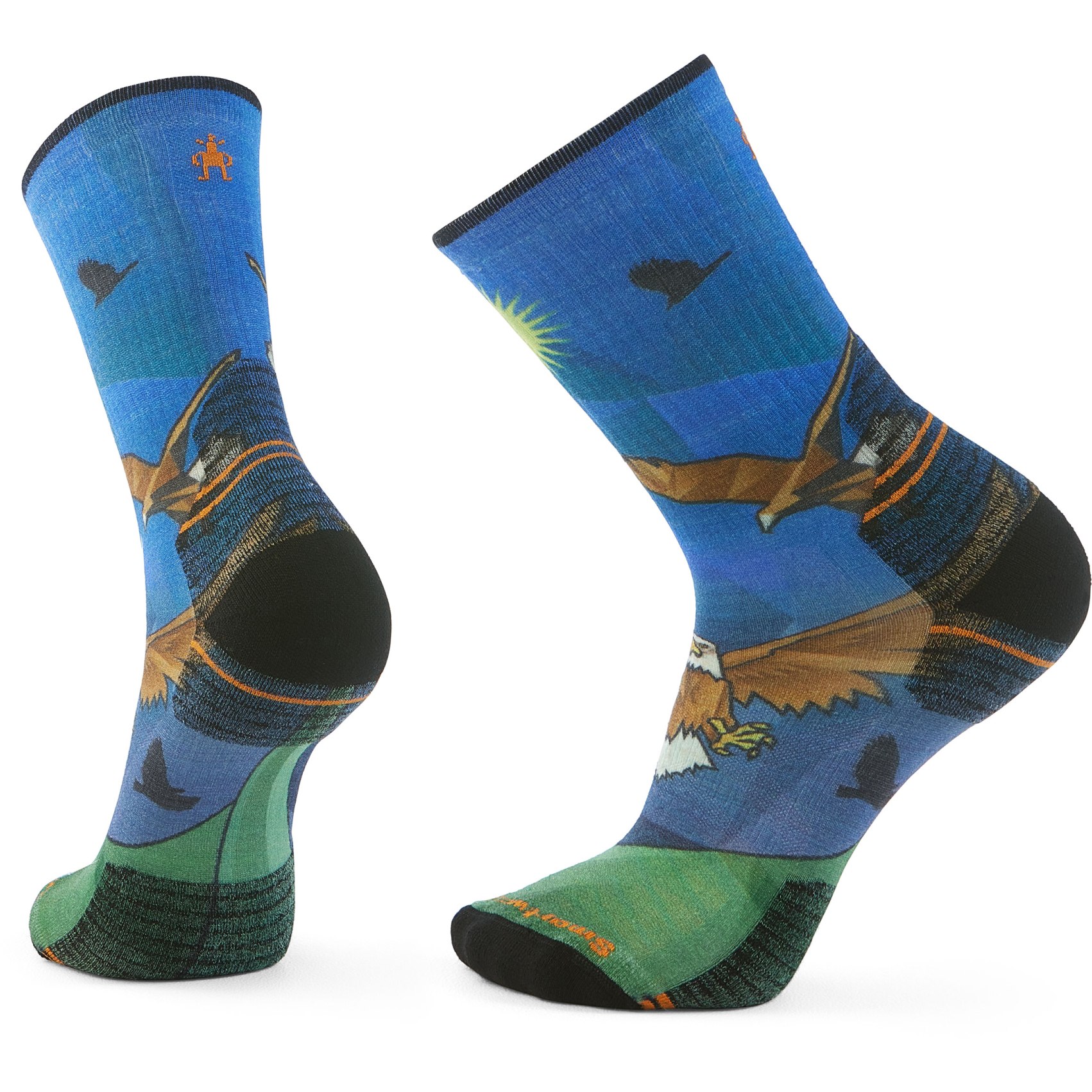 Bild von SmartWool Targeted Cushion Eagle Print Crew Wandersocken - J96 laguna blue