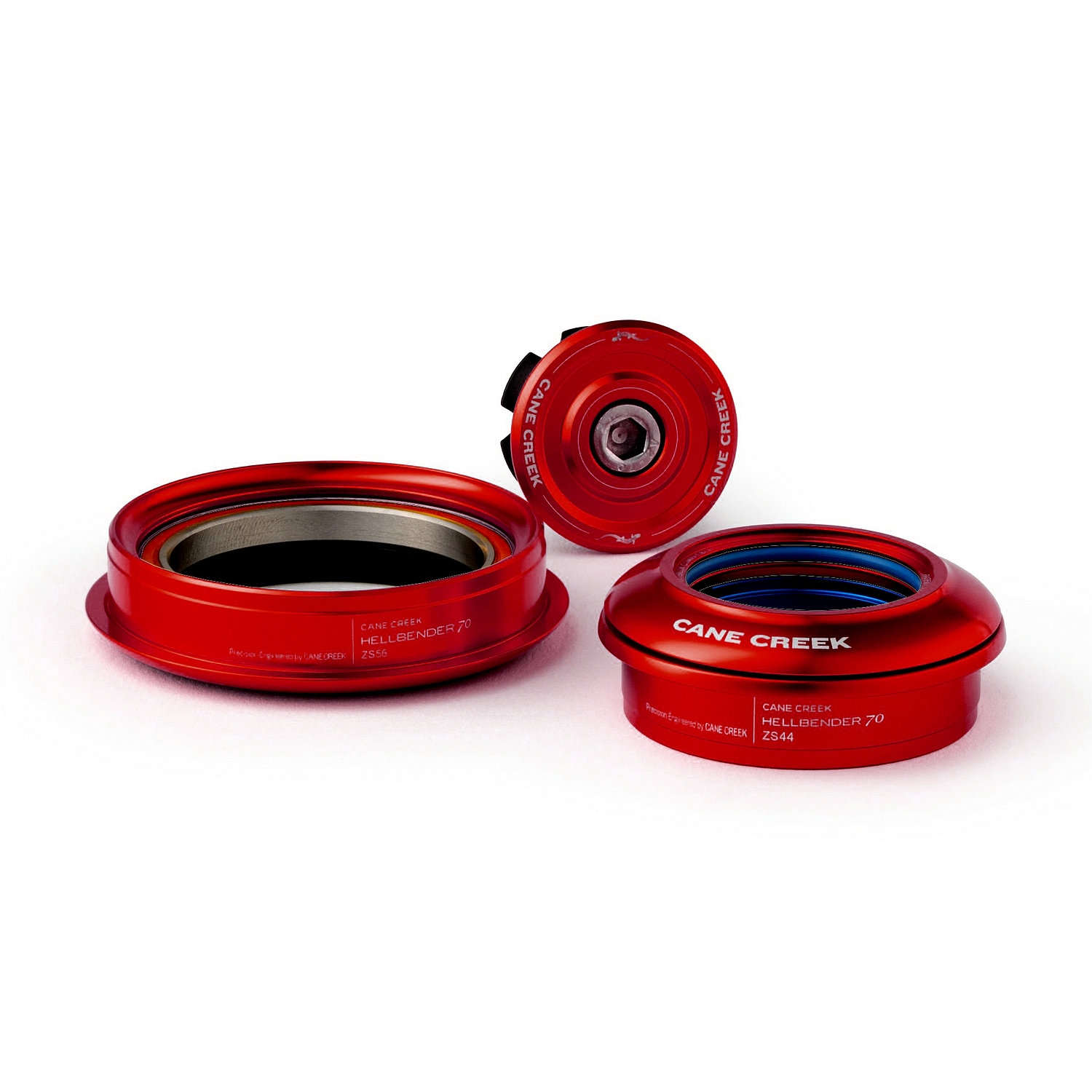 Picture of Cane Creek Hellbender 70 Short Cover Complete Headset - Tapered - ZS44/28.6/H8 | ZS56/40 - red