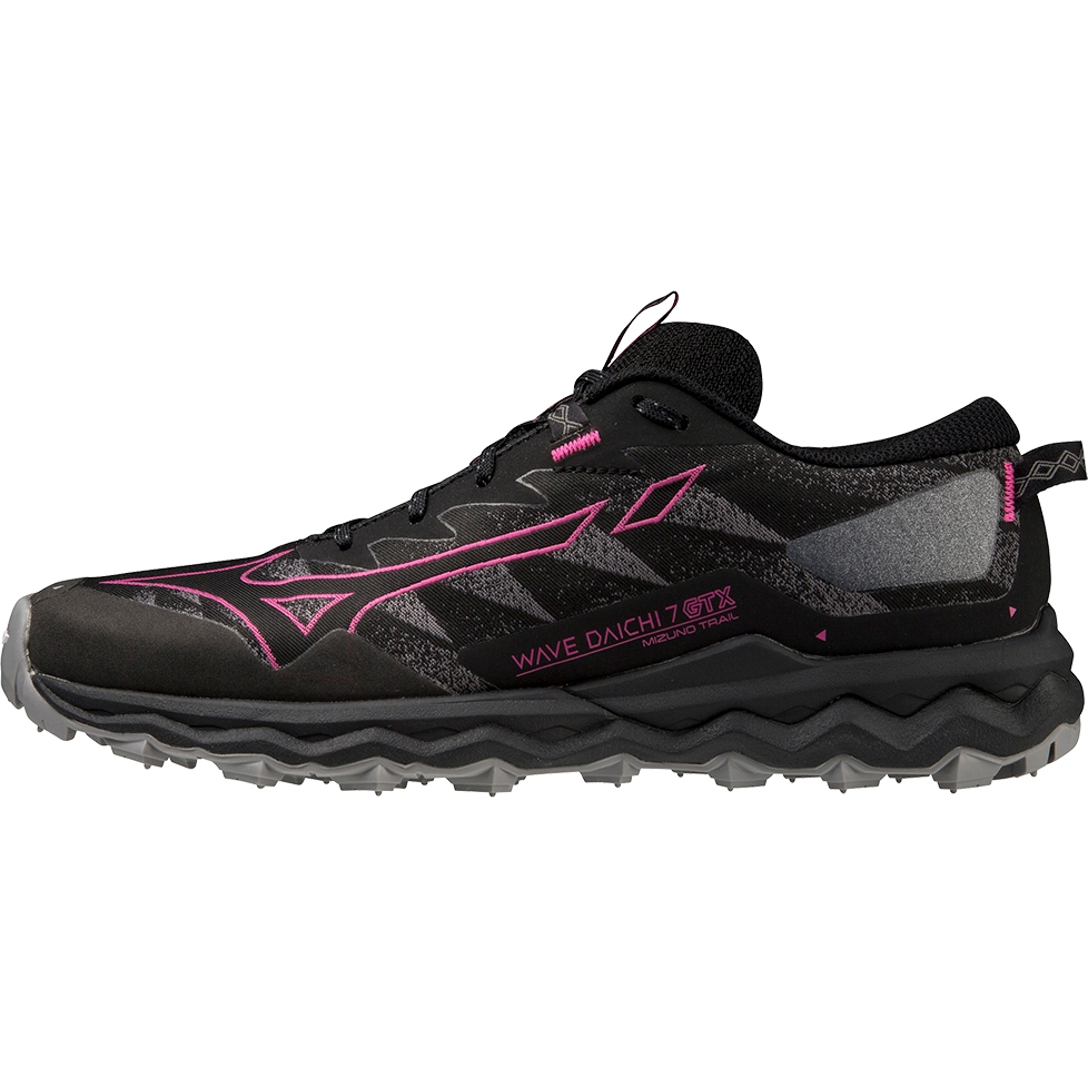 Image of Mizuno Wave Daichi 7 GTX Trail Running Shoes Women - Black / Fuchsia Fedora / Quiet Shade