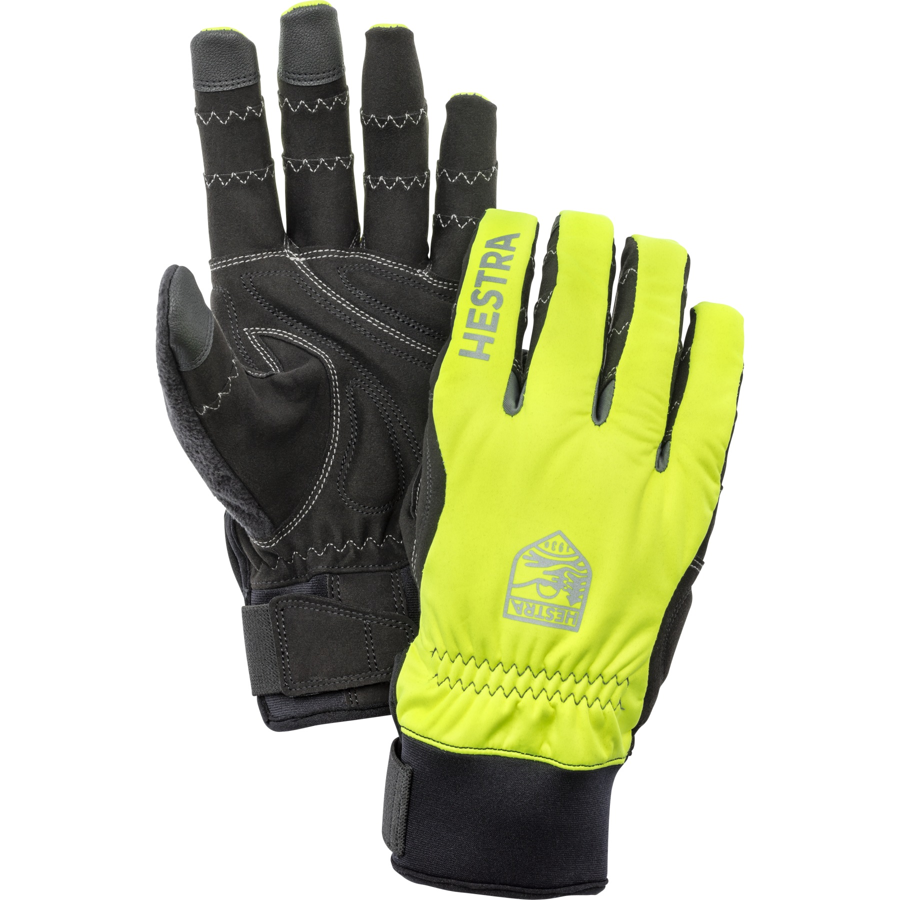 Picture of Hestra Ergo Grip Long - 5 Finger Bike Gloves - yellow / black