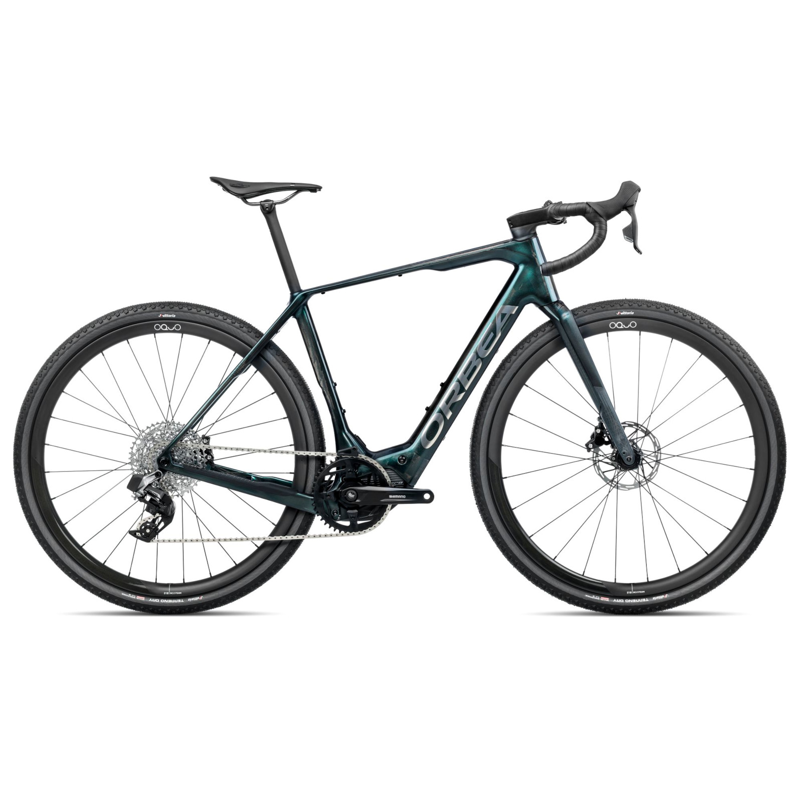 Zdjęcie: Orbea DENNA M31e - Rival XPLR AXS Rower Elektryczny Gravel - 2025 - Escape Green (gloss) - Foggy (matt)