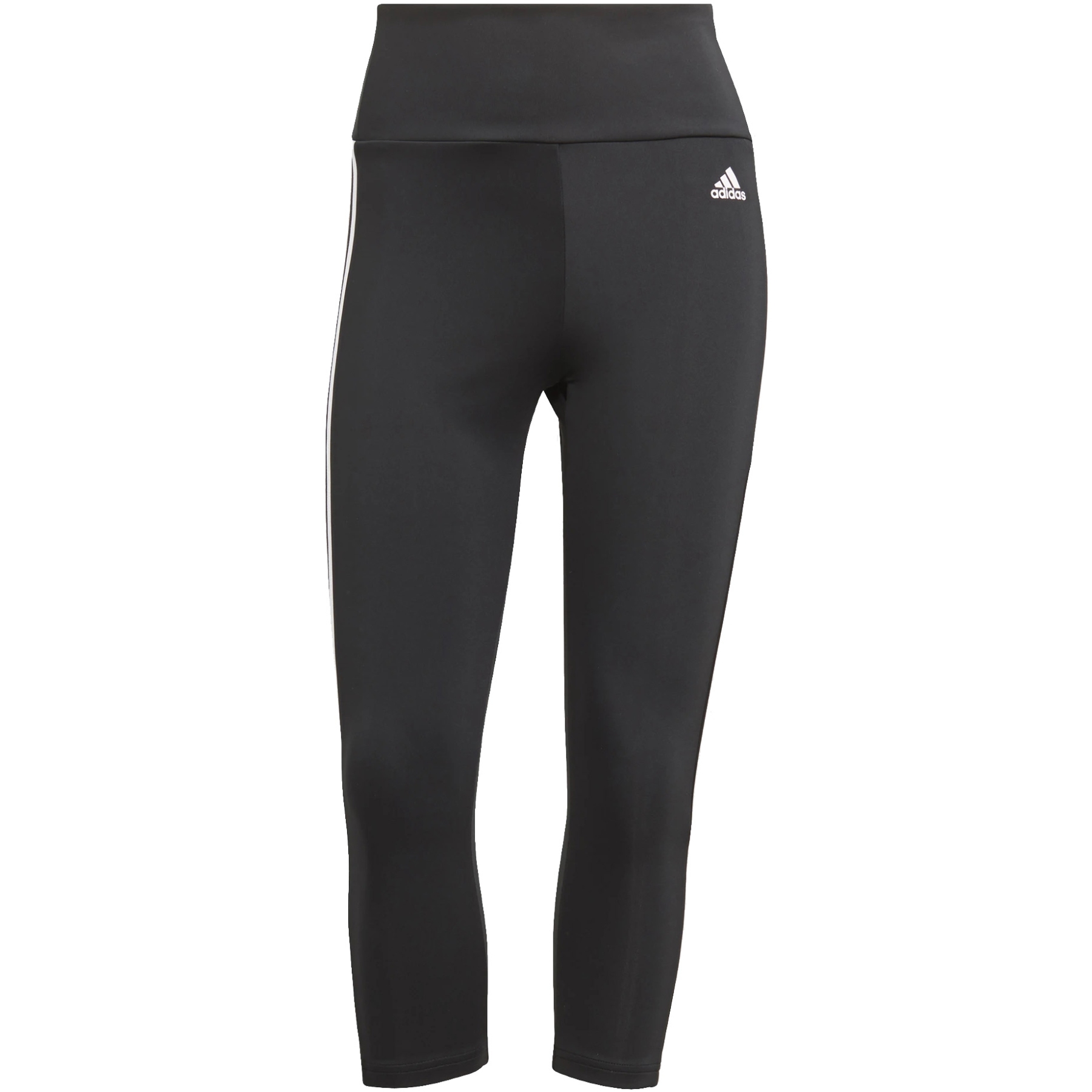 Image of adidas Women's Designed To Move High-Rise 3-Stripes 3/4 Sport Tights - black/white GL3985