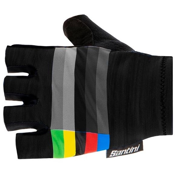 Picture of Santini UCI Rainbow Gloves RE367CL+WORLD - black NE