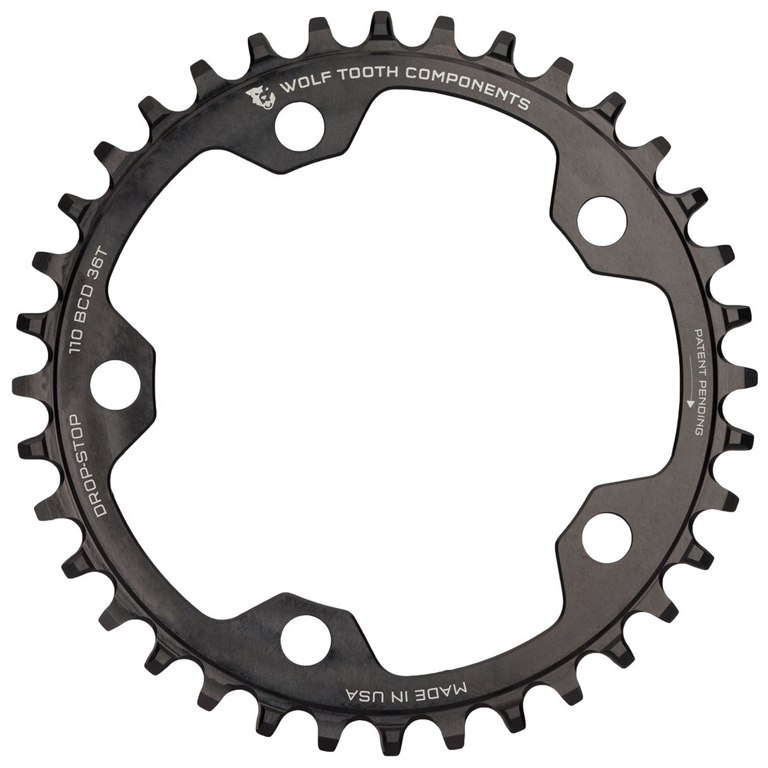 Picture of Wolf Tooth Single Road/Cyclocross Flattop Chainring 110mm - Drop Stop - black