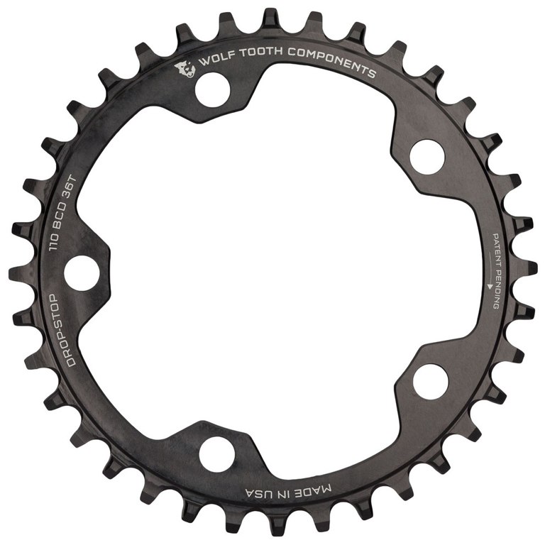 Photo produit de Wolf Tooth Single Road/Cyclocross Flattop Chainring 110mm - Drop Stop - black