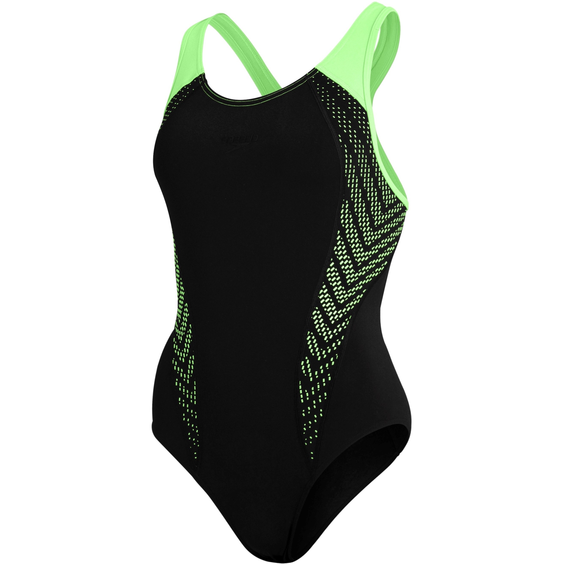 Produktbild von Speedo Placement Laneback Badeanzug Damen - black/zest green