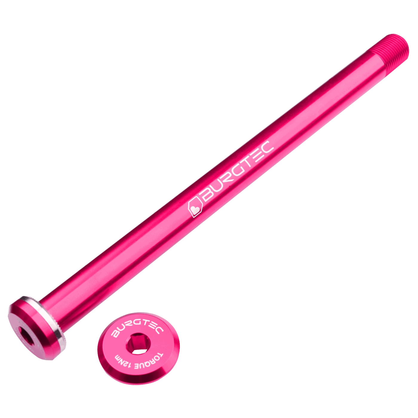 Photo produit de Burgtec Thru Axle - 12x148mm Boost - for Santa Cruz Rear Dropouts / 168.5mm - Toxic Barbie Pink