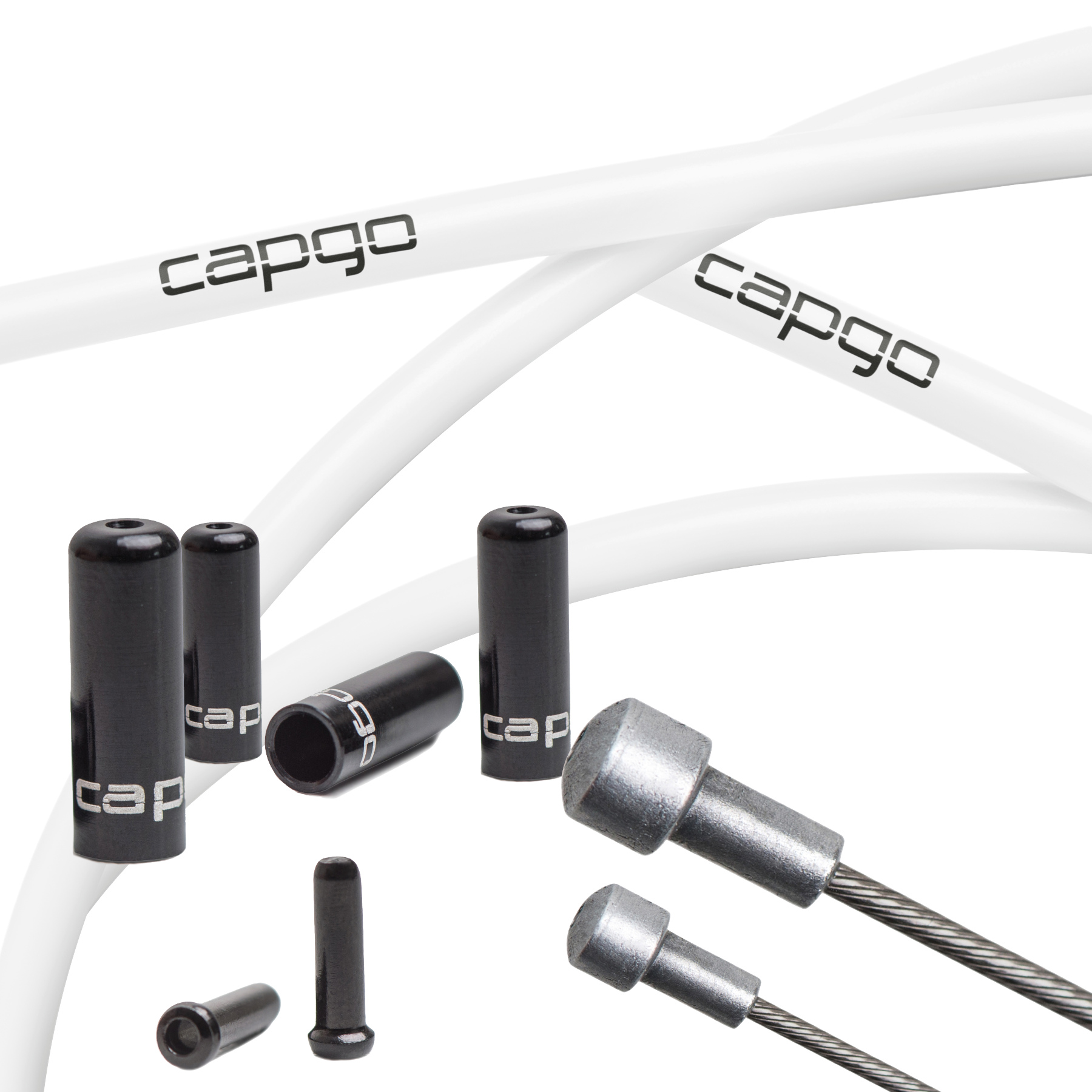 Picture of capgo Orange Line Brake Cable Set - Stainless Steel - Kevlar / PTFE - Campagnolo - white