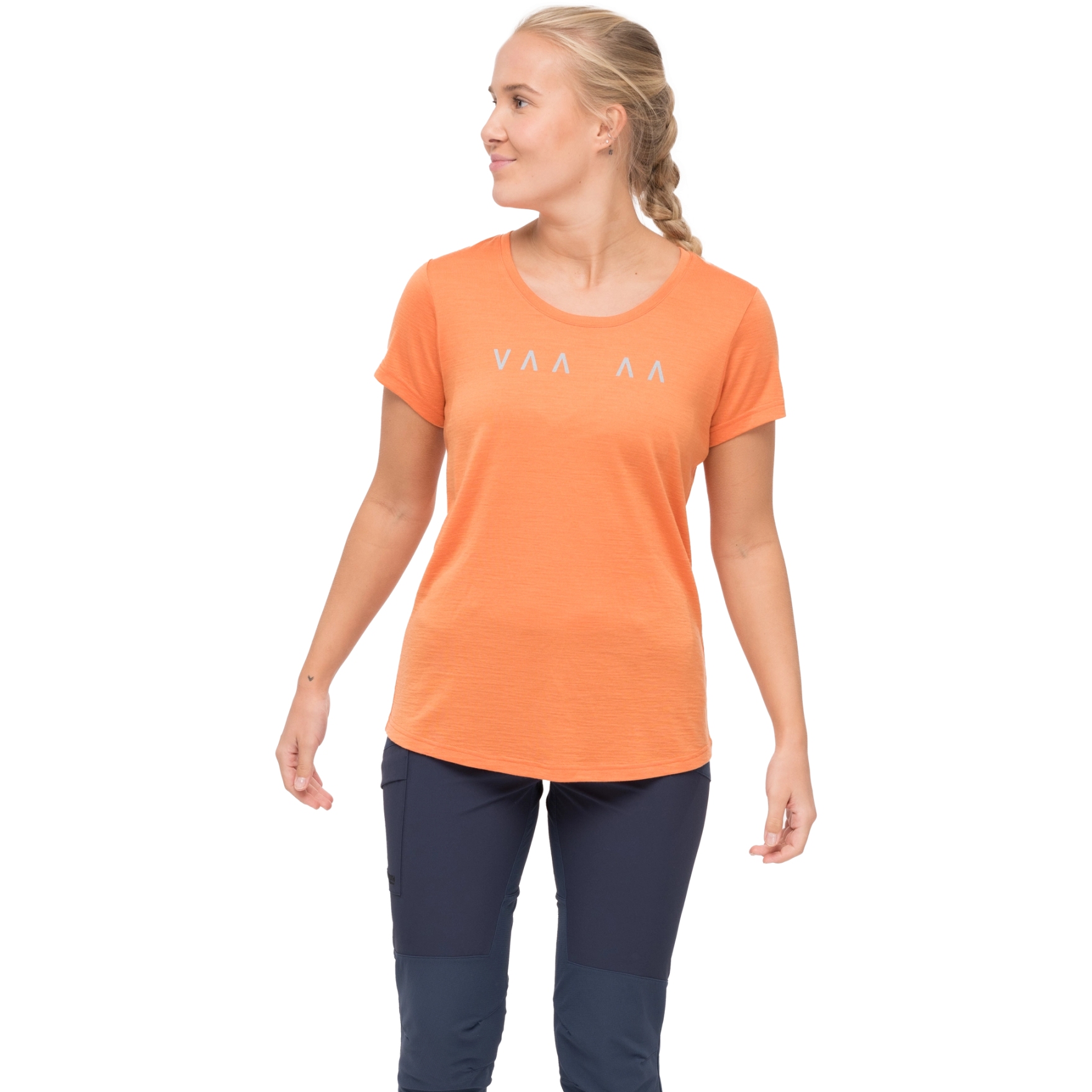 Produktbild von Bergans Vaagaa Explore Merino T-Shirt Damen - faded orange/husky blue missing