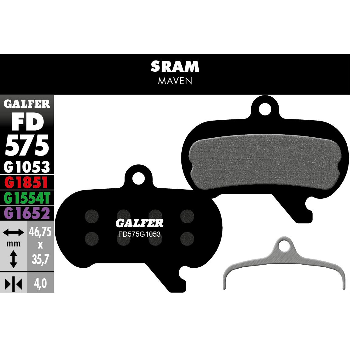 Photo produit de Galfer Performance G1053 Patins de Frein à Disque - FD575 | SRAM Maven