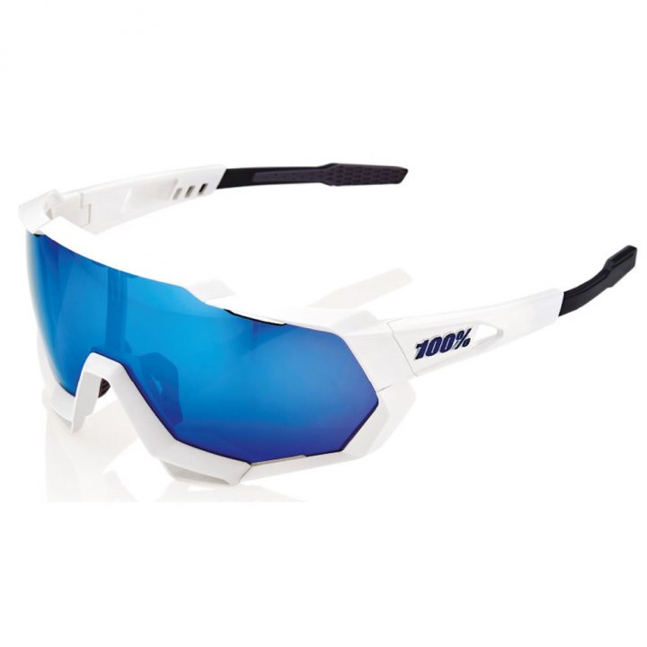 Picture of 100% Speedtrap Glasses - HiPER Mirror Lens - Matte White / Blue Multilayer + Clear