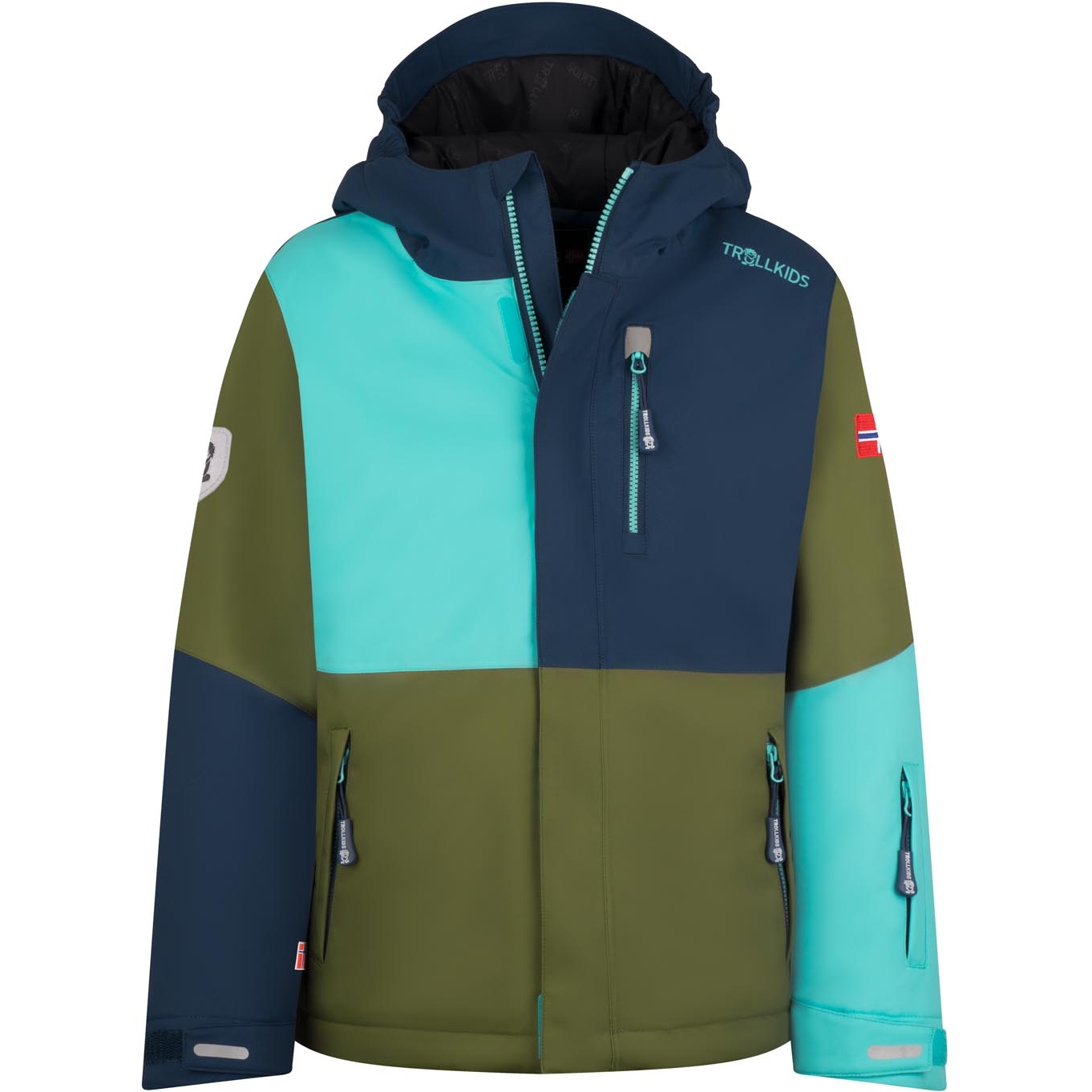 Trollkids Maglia Maniche Lunghe Per Bambini Con Troll, Blu Navy/Verde, Taglia 152 Cm - UPF 30+