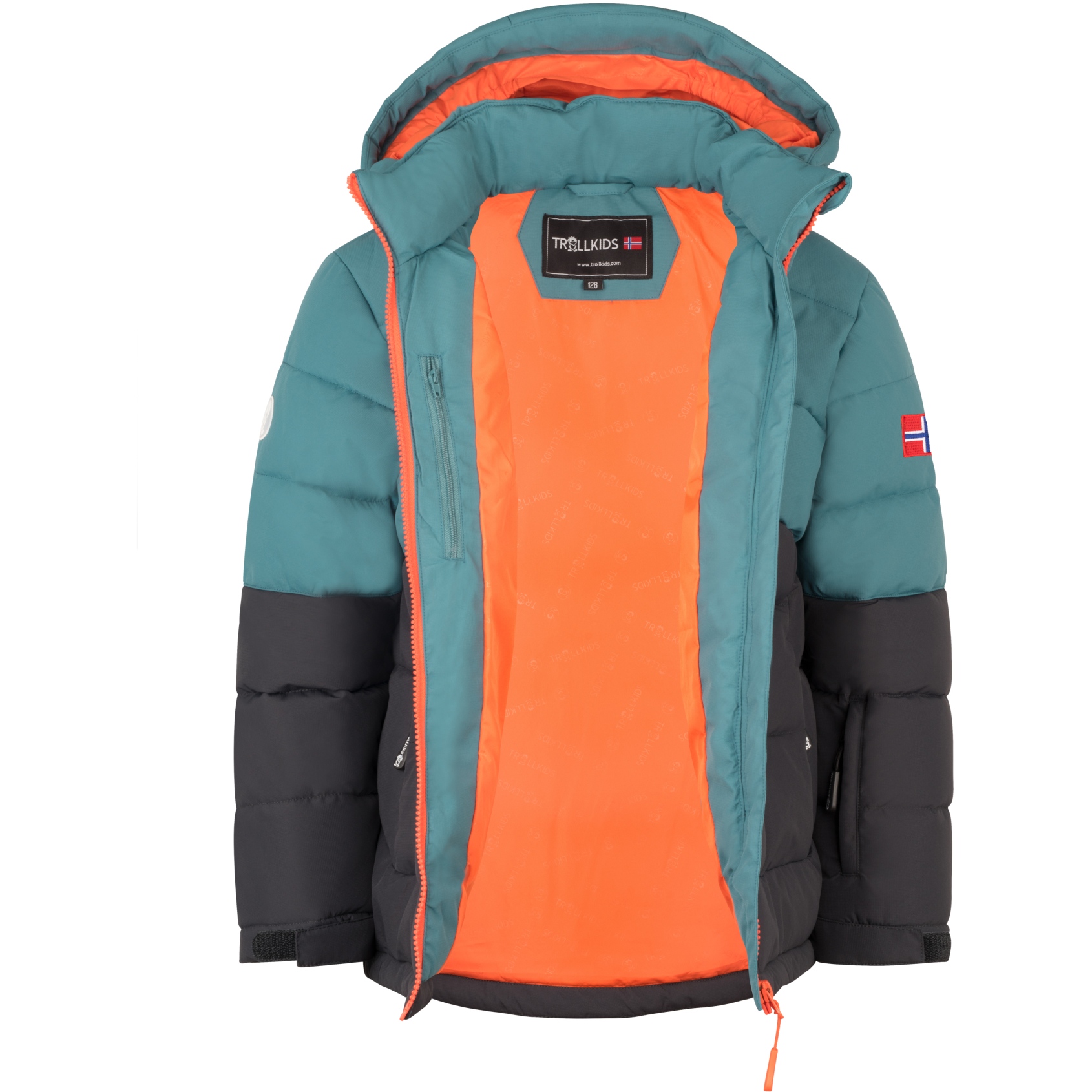 Trollkids Gryllefjord Jacket Kids Stormy Blue/Black/Flame Orange