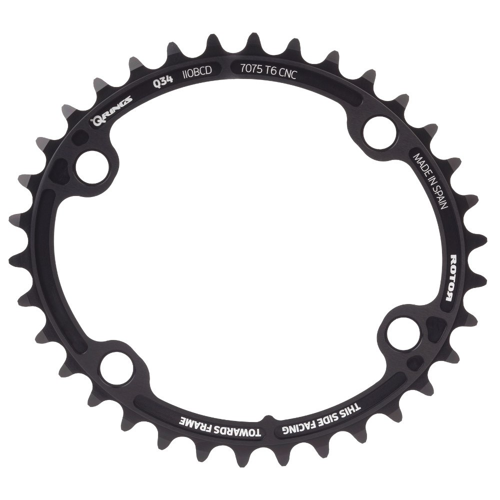 Picture of Rotor Q-Rings ALDHU 3D+ Inner Road Chainring - BCD 110x4 - oval - black