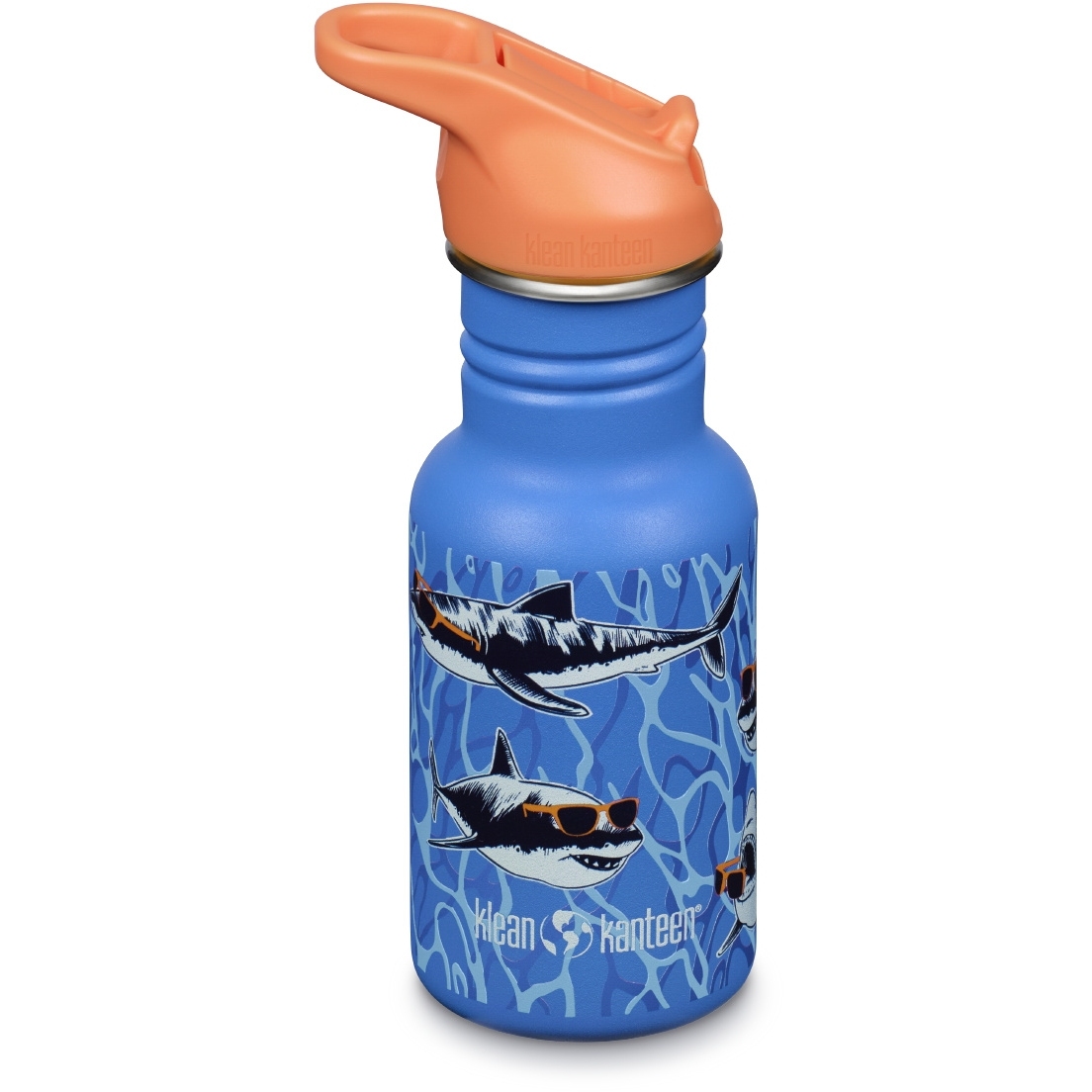 Productfoto van Klean Kanteen Kid Classic Flip Sport Cap Drinkfles - 355 ml - sharks in shades