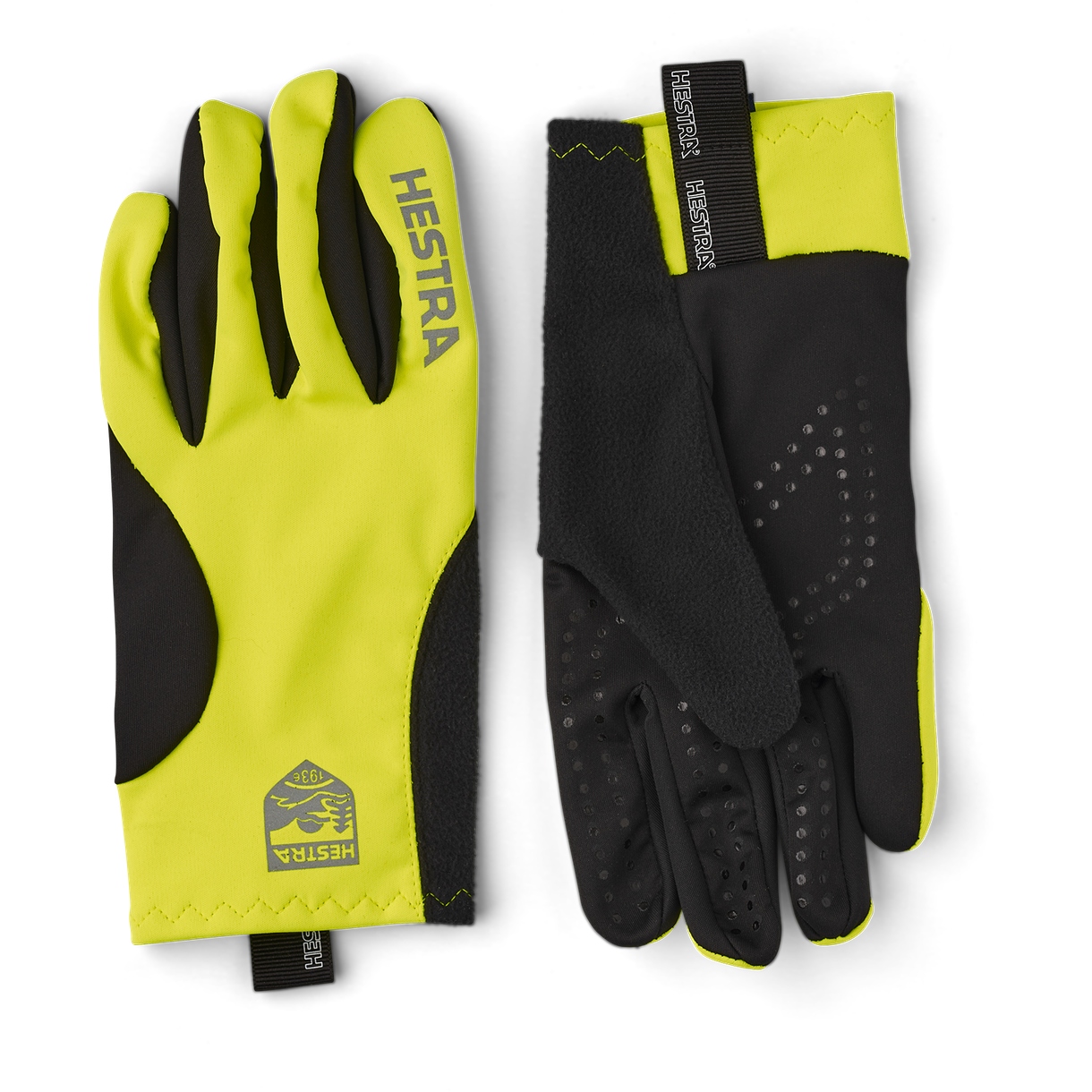 Image of Hestra Runners All Weather - 5 Finger Running Gloves - yellow hi viz
