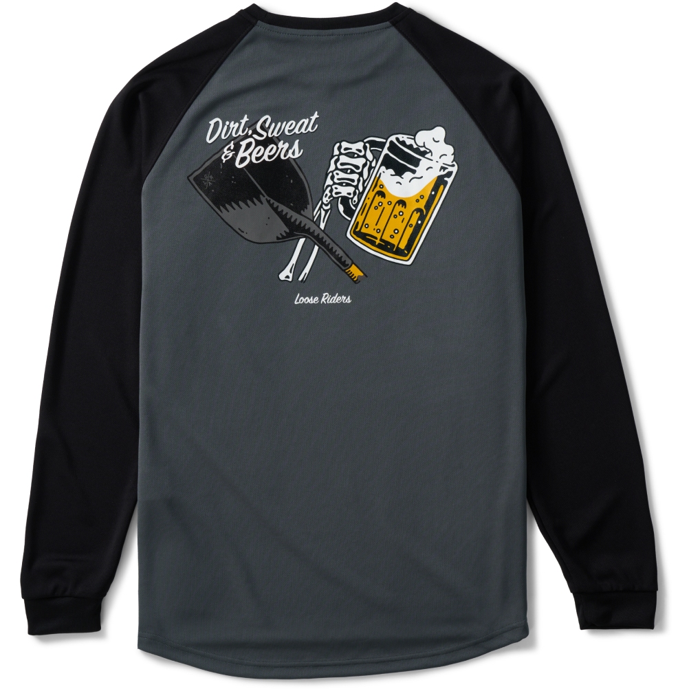 Свободные райдеры держатся молодцом! Мужская майка с длинным рукавом - Dirt Sweat & Beers серого цвета