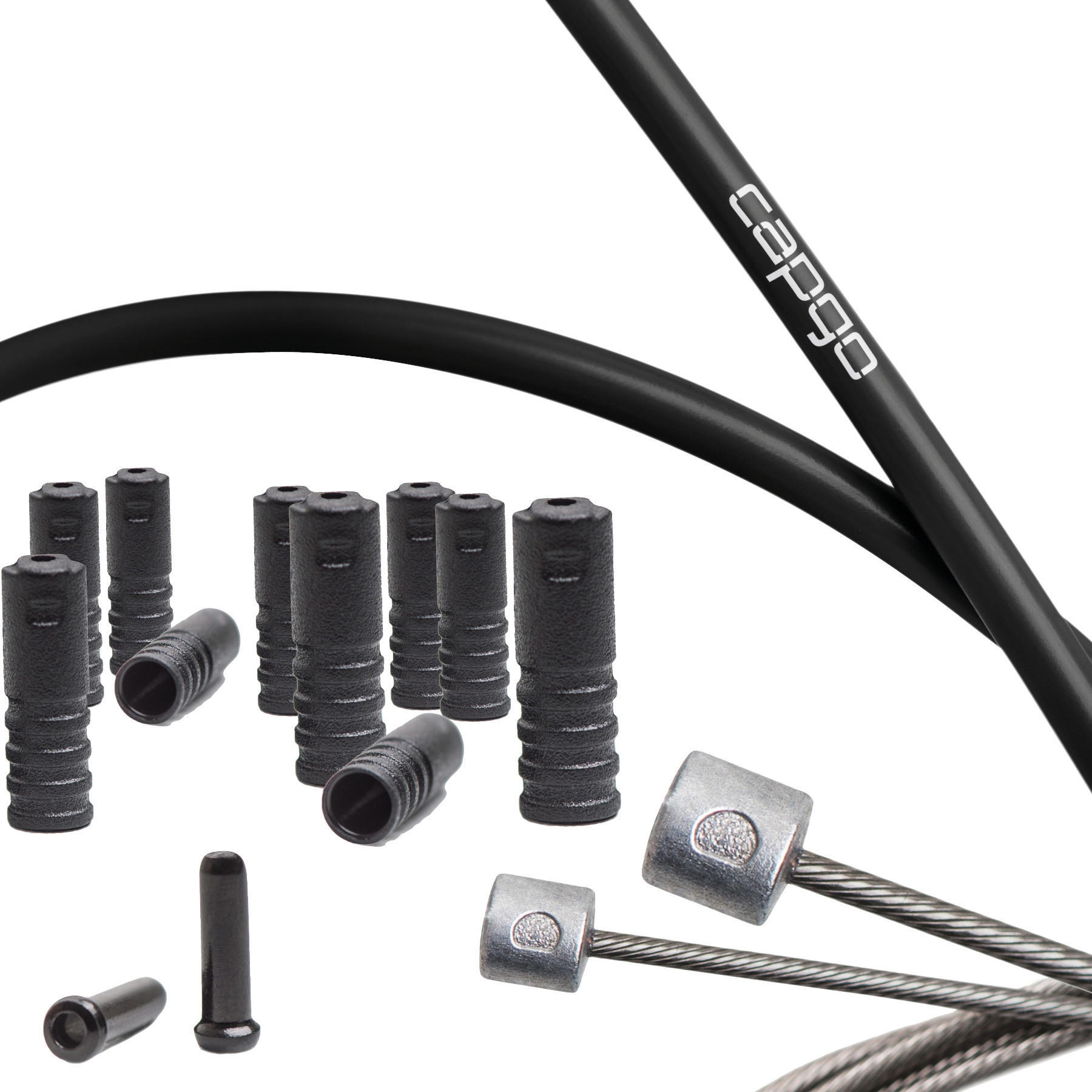 Picture of capgo Blue Line ECO Shift Cable Set - long - Stainless Steel - PTFE - Shimano/SRAM - black