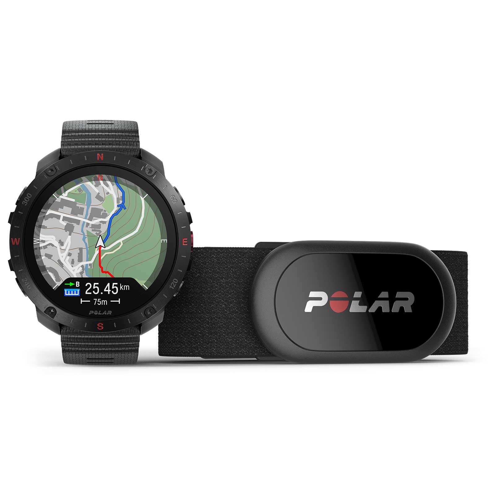 Productfoto van Polar Grit X2 Pro HR GPS Multisporthorloge + H10 Hartslagsensor - zwart