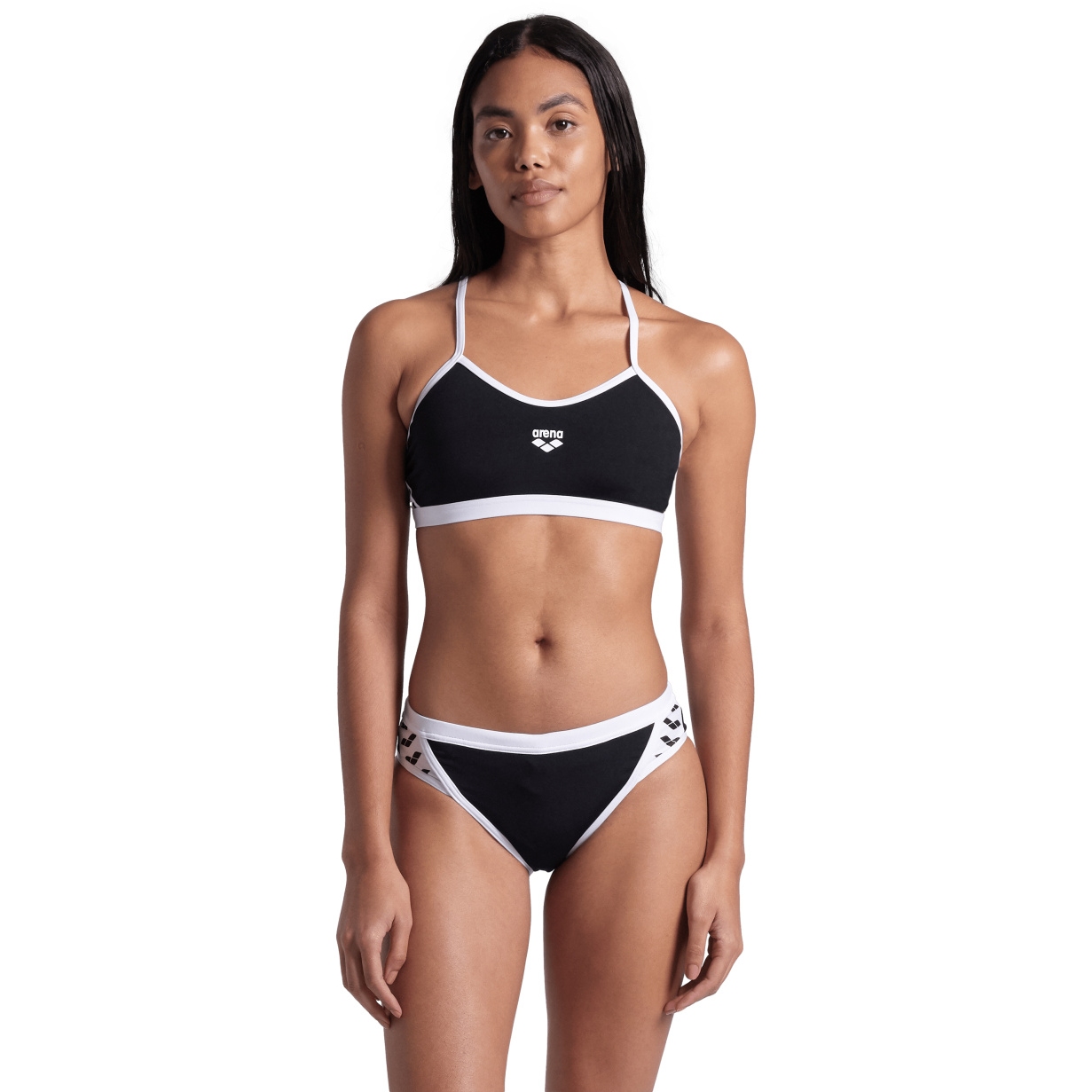 Produktbild von arena Performance Icons Solid Cross Back Bikini Damen - Schwarz/Weiß