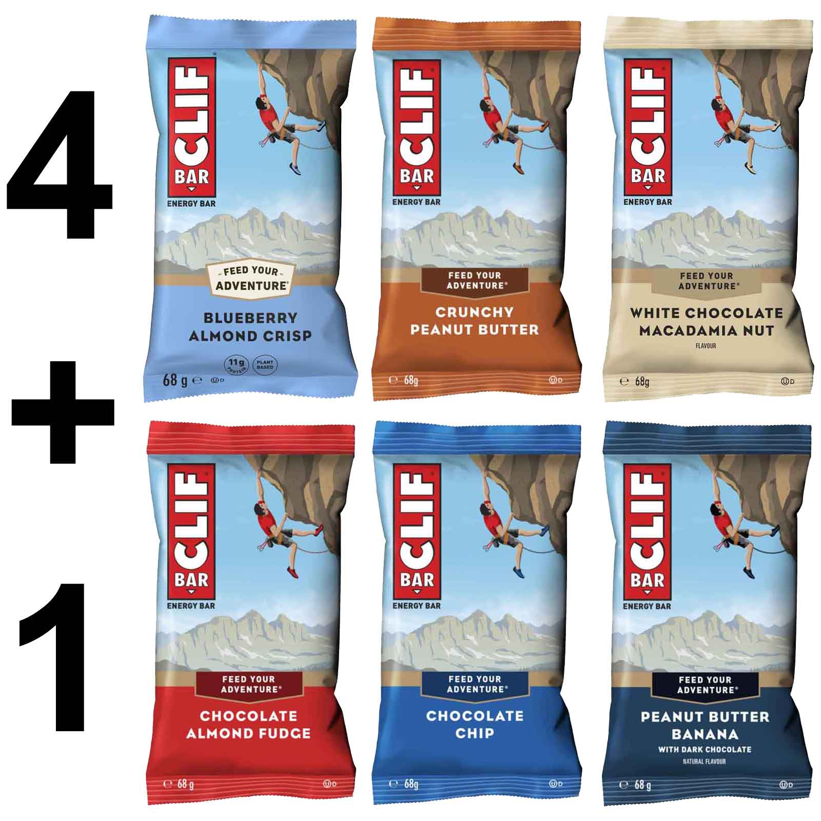 Productfoto van Clif Bar The Original Energy Bar  - Koolhydraat-Eiwitreep - 4+1 SPECIAAL - 5x68g
