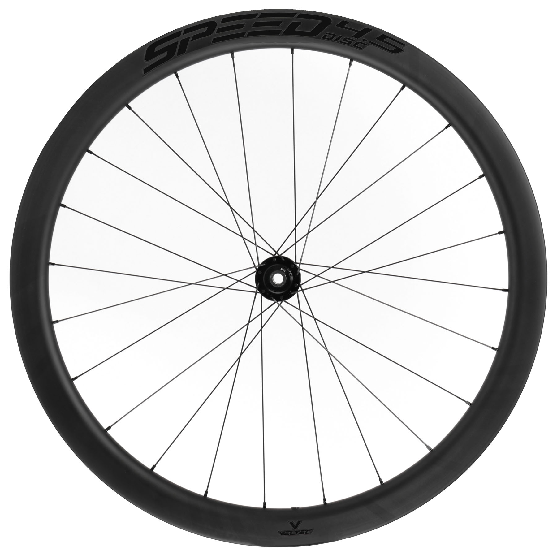 Picture of Veltec Speed 4.5 Disc Carbon Front Wheel - Clincher - 12x100mm - black with black decals