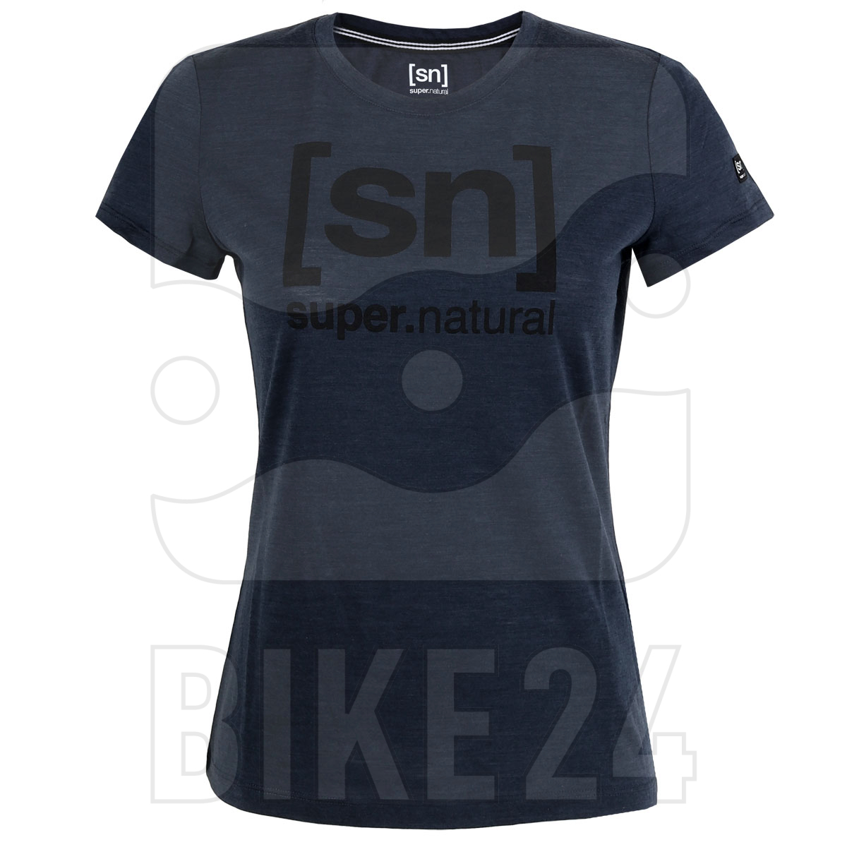 Produktbild von SUPER.NATURAL Essential I.D. Damen T-Shirt - Blue Iris Melange/Jet Black Logo