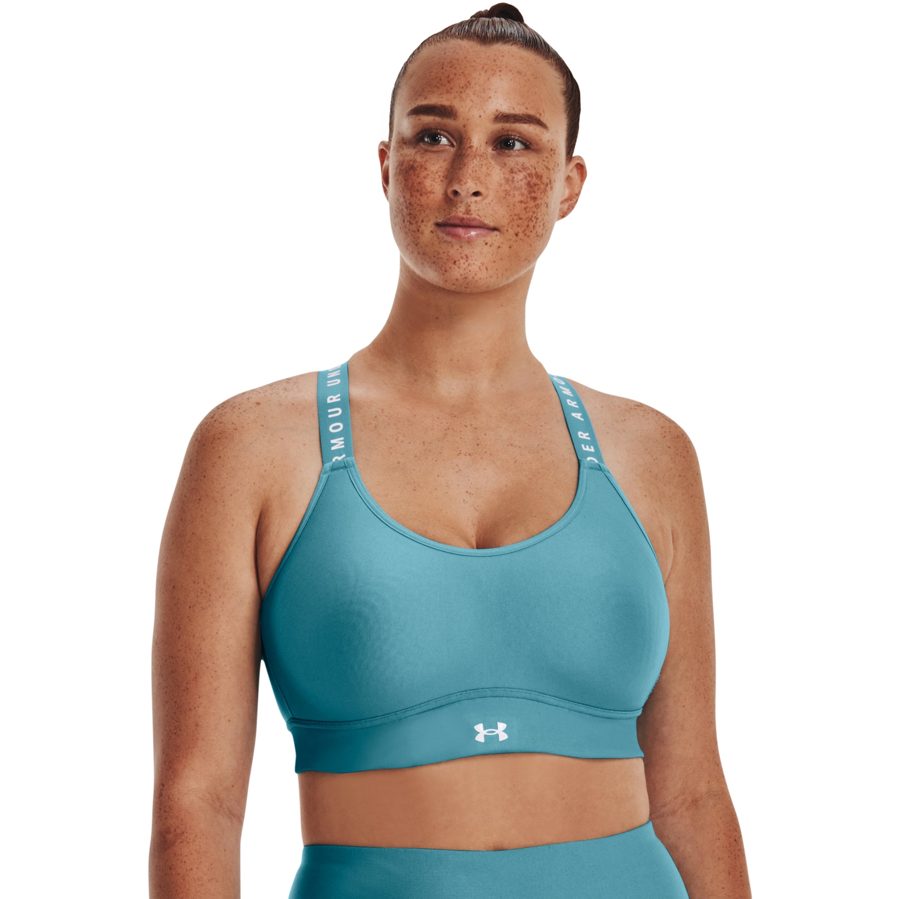Image of Under Armour UA Infinity Mid Covered Sports Bra Women - Glacier Blue/White