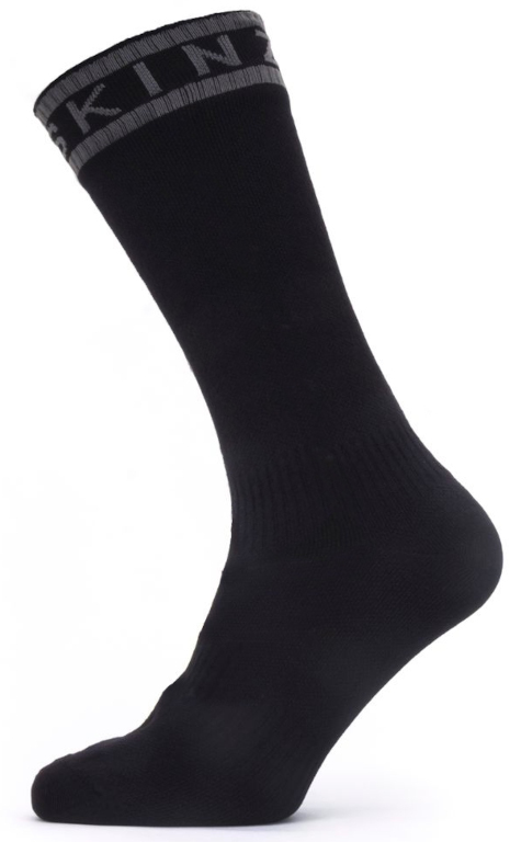 Image of SealSkinz Waterproof Warm Weather Mid Length Socks with Hydrostop - Black/Grey