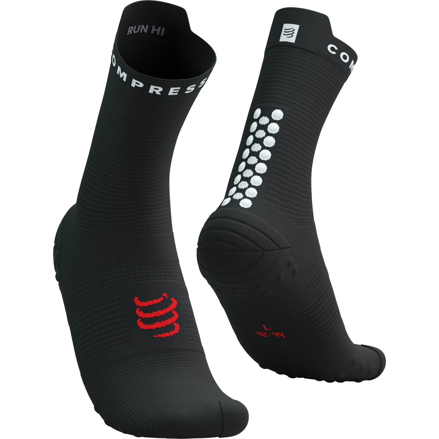 Picture of Compressport Pro Racing Compression Socks v4.0 Run High - black/white/core red