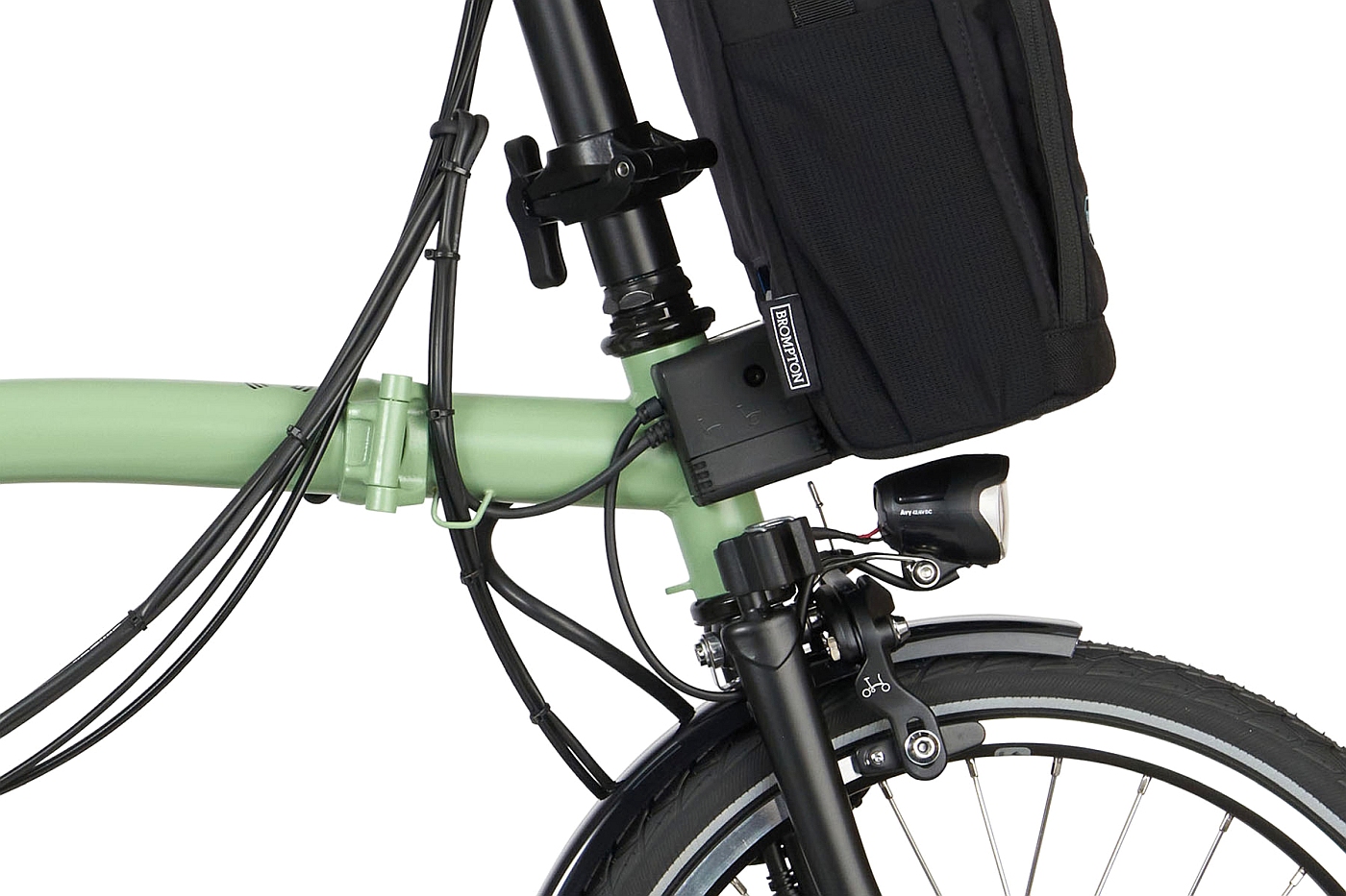 Brompton Bicicleta Plegable Eléctrica 16 - Electric C Line Explore -  6-Speed - High Bar - Telescopic Seatpost - 2023 - matcha green