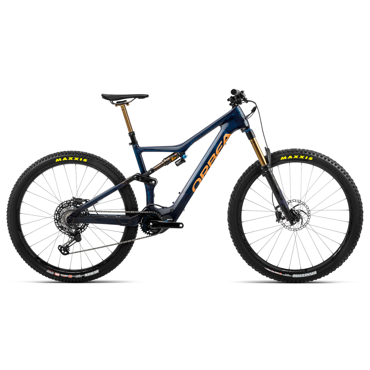 Picture of Orbea Rise M-Team MTB E-Bike - 2022 - blue carbon / red gold
