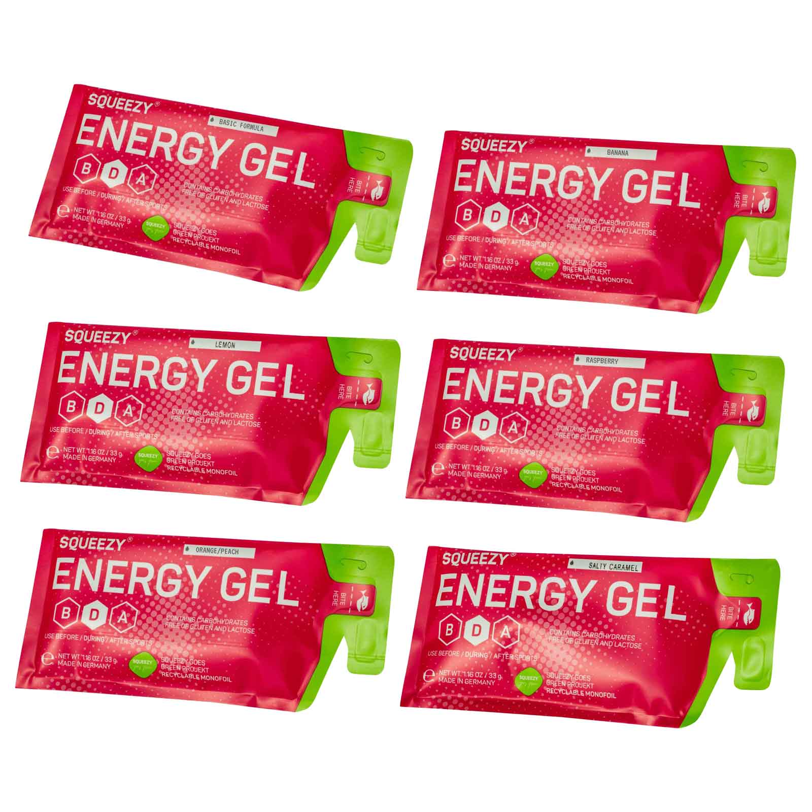 Produktbild von Squeezy Energy Gel mit Kohlenhydraten - 4x33g