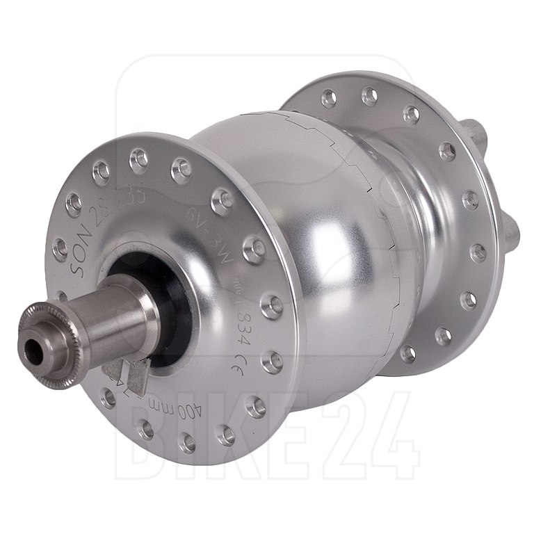 Picture of SON 28 135 Fatbike Hub Dynamo - 6-Bolt - QR 10x135mm - 32 Holes - Rear Disc Spacing - silver anodized
