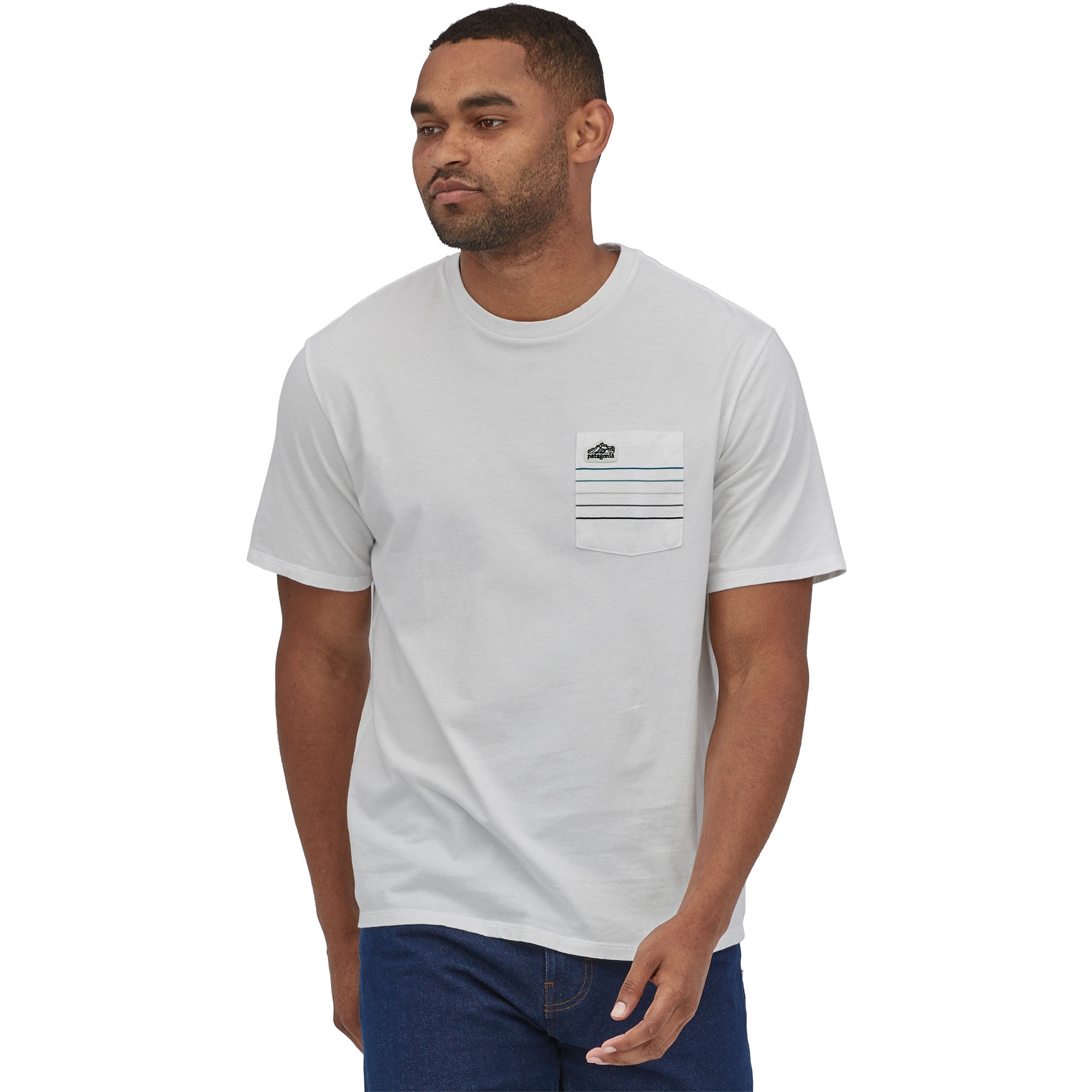 Men's Line Logo Ridge Stripe T-Shirt - White