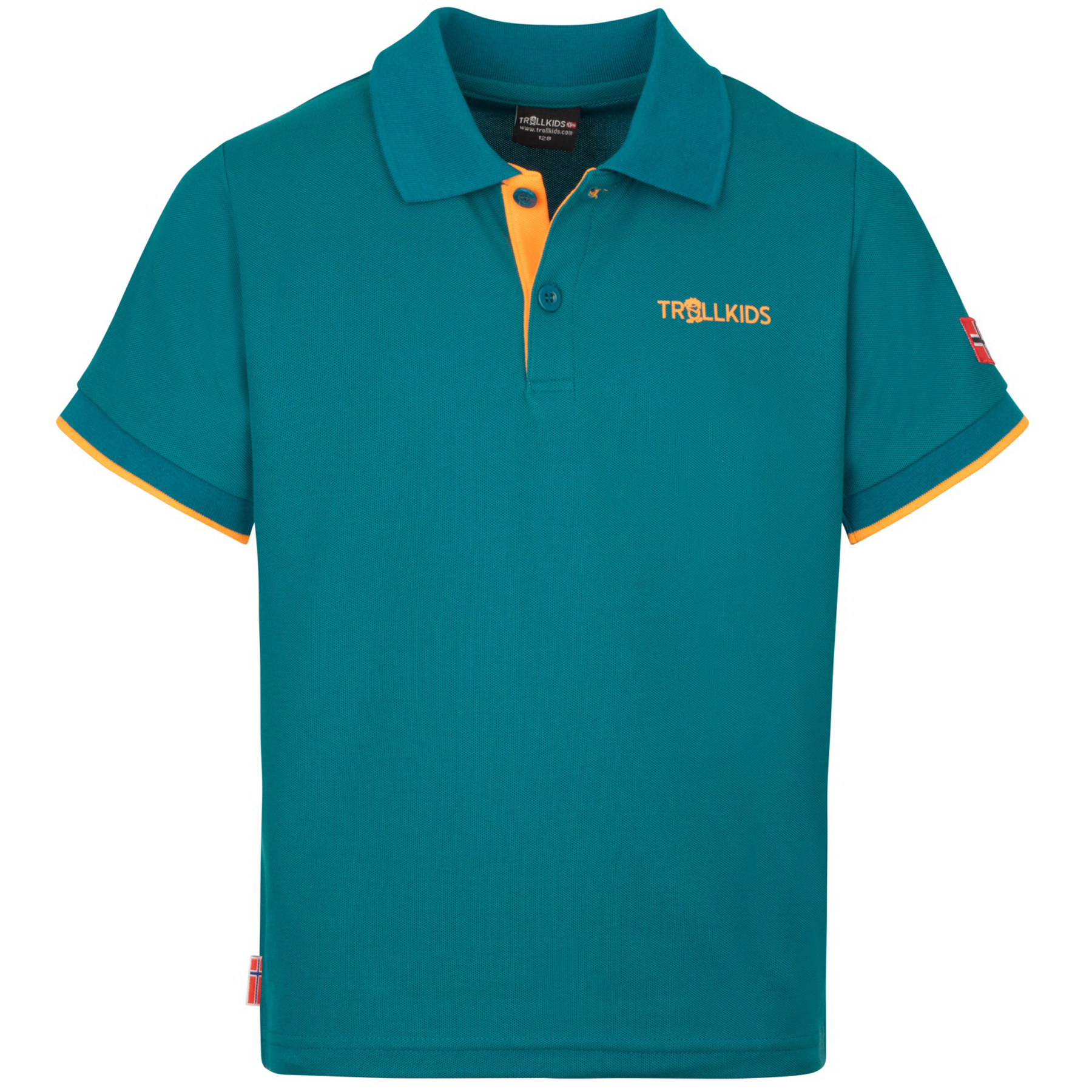 Produktbild von Trollkids Bergen XT Poloshirt Kinder - Lagoon Green/Sahara Sunset