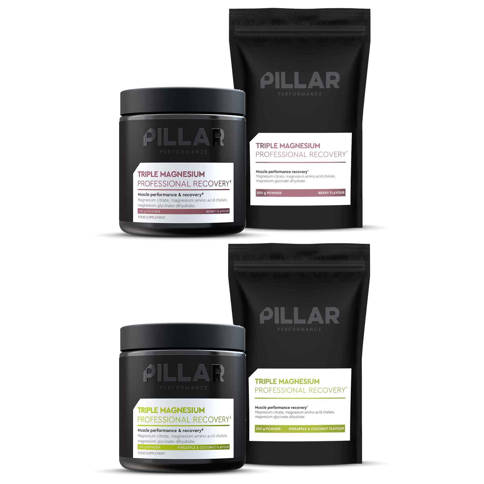 Produktbild von PILLAR Performance Triple Magnesium Powder - Nahrungsergänzung - 200g