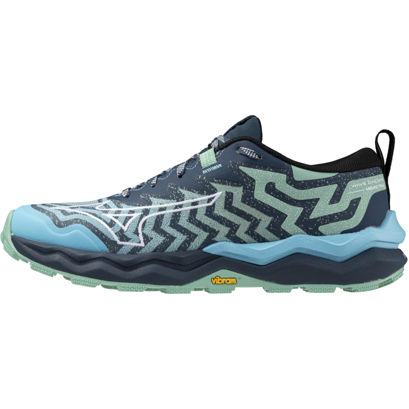 Женские кроссовки для бега Mizuno Wave Daichi 8 Trail - Пыльно-нефритово-зеленый/Белый/Речно-голубой